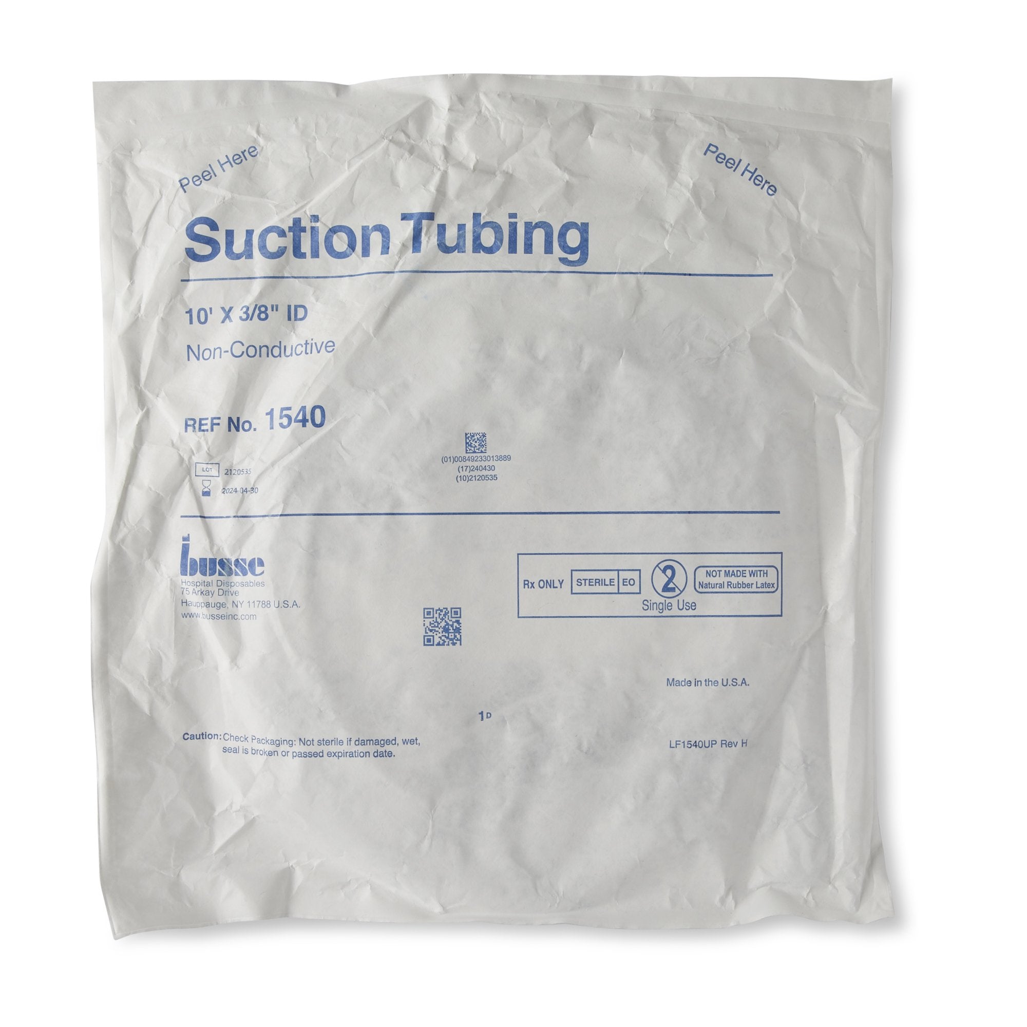 Liposuction Tubing Busse® Clear 3/8 Inch I.D. 10 Foot Length PVC Sterile