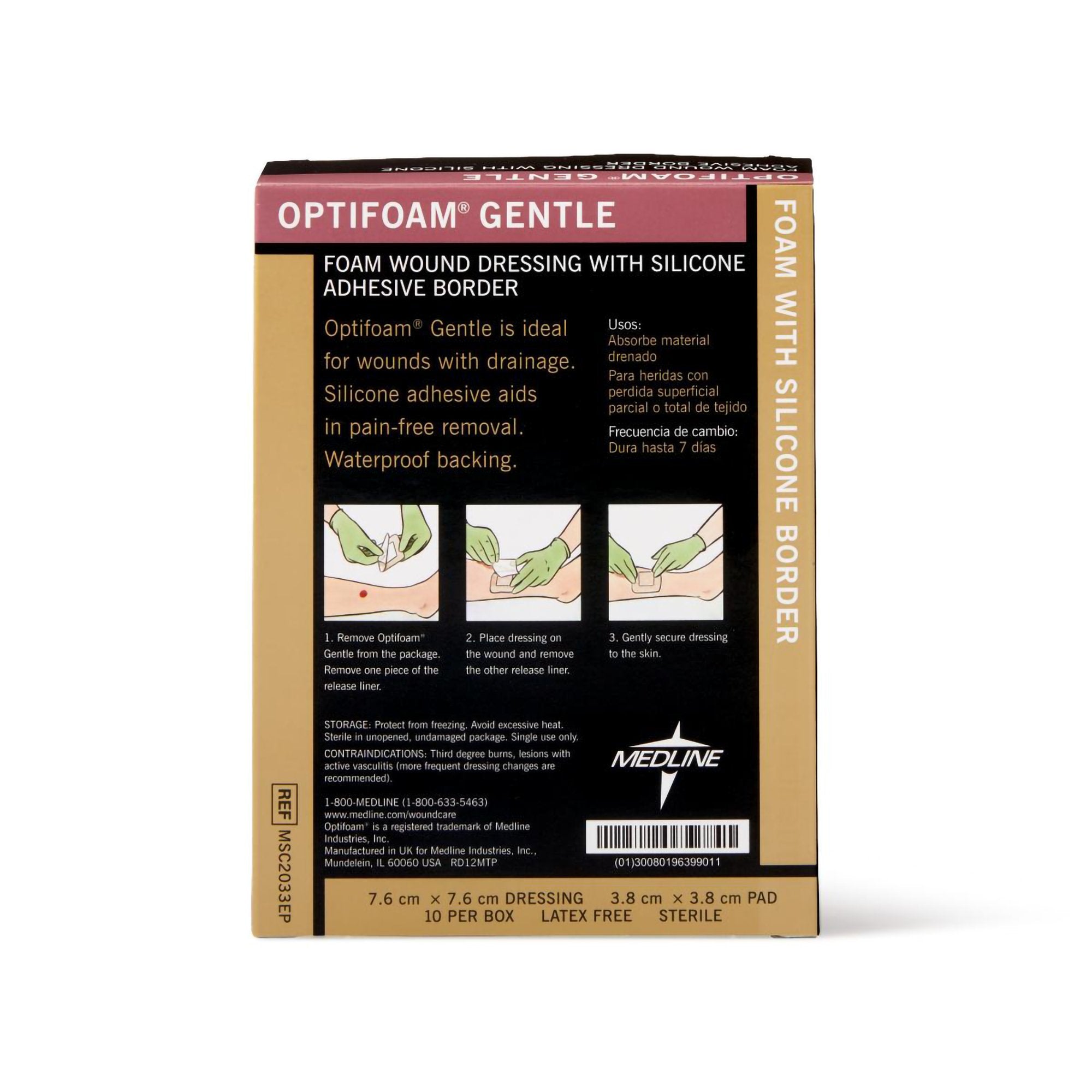 Foam Dressing Optifoam® Gentle 3 X 3 Inch With Border Waterproof Backing Silicone Adhesive Square Sterile