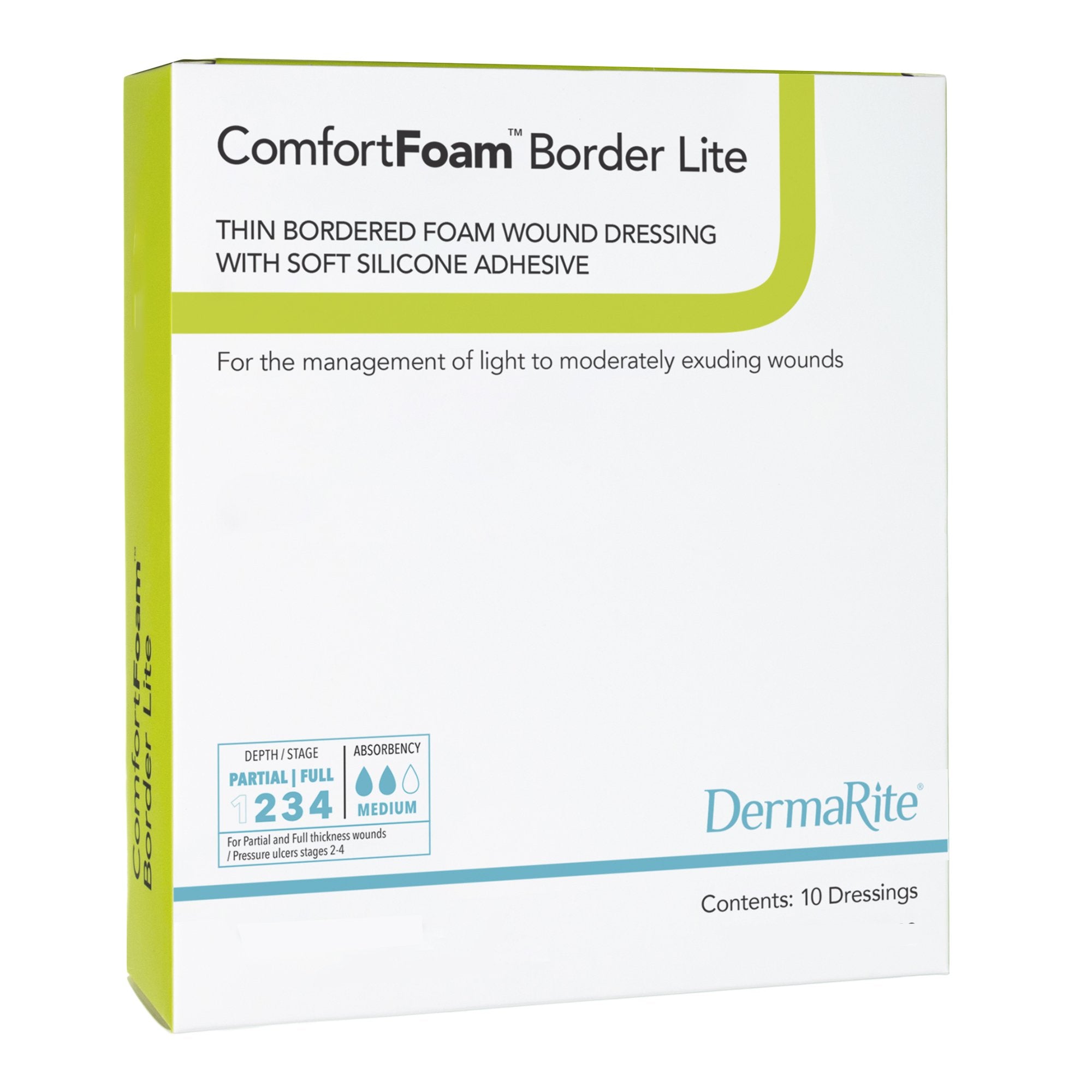 ComfortFoam™ Border Lite Silicone Adhesive with Border Thin Silicone Foam Dressing, 2 x 2 Inch