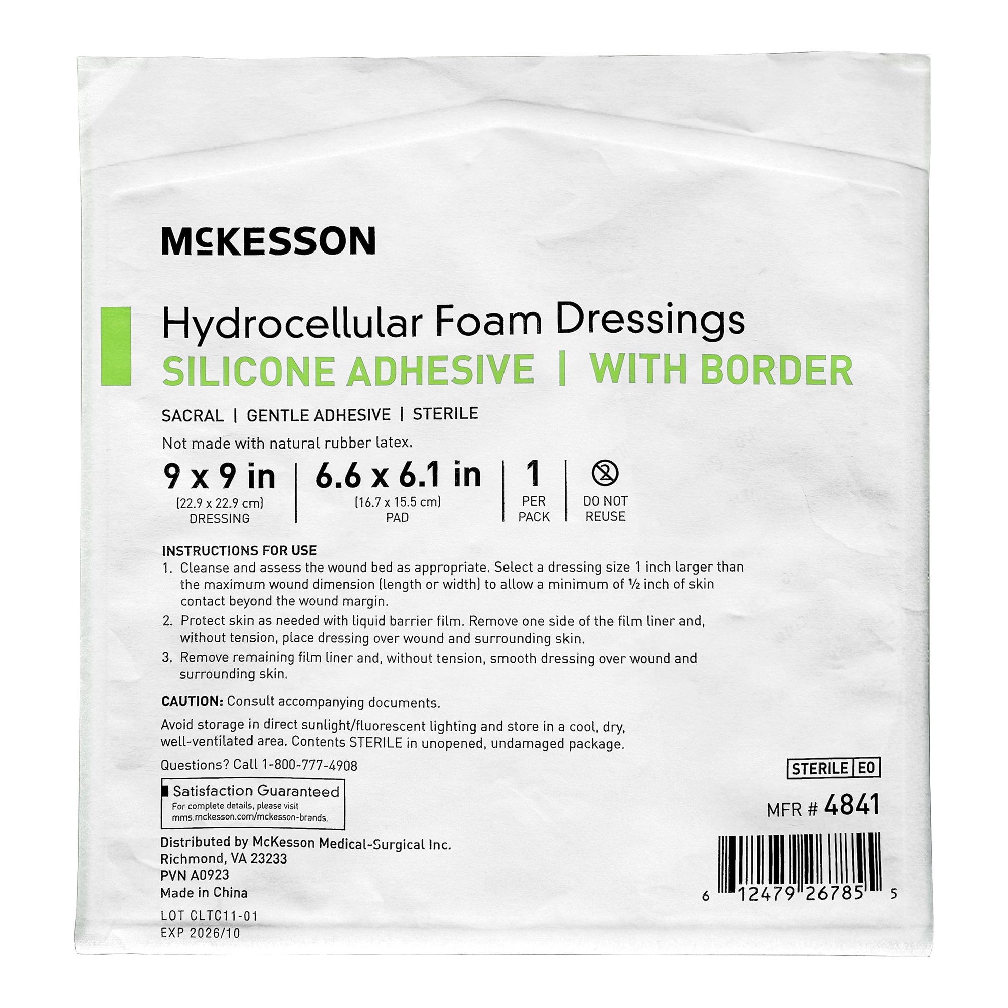 Foam Dressing McKesson 9 X 9 Inch With Border Waterproof Film Backing Silicone Gel Adhesive Sacral Sterile