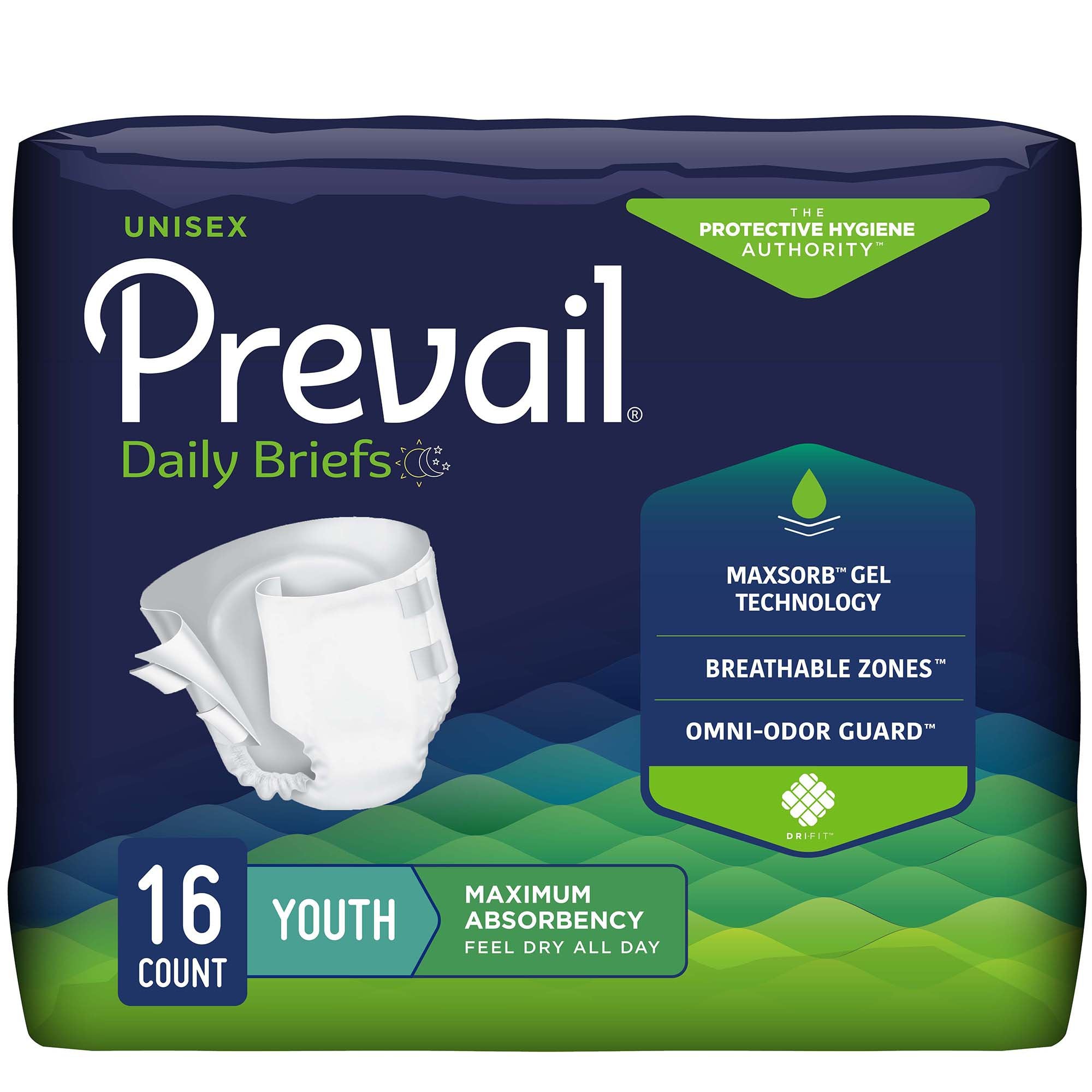 Prevail® Maximum Incontinence Brief, Extra Small (Youth)