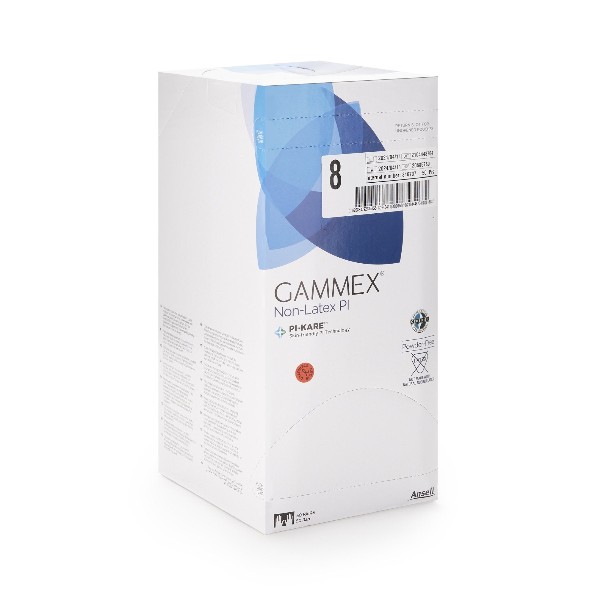 Gammex® Non-Latex PI Polyisoprene Surgical Glove, Size 8, White