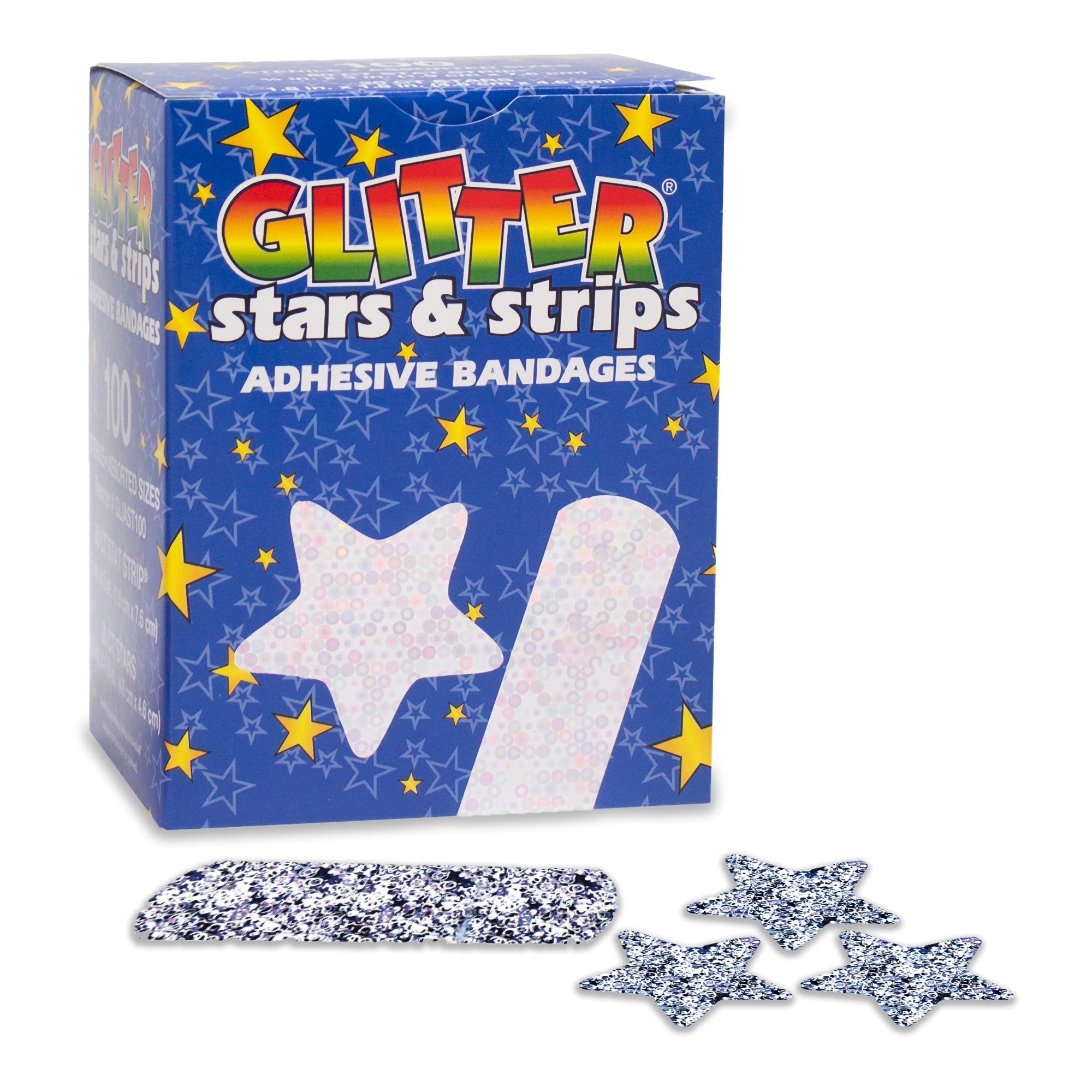 Glitter™ Stat Strip® Kid Design (Glitter Stars and Stripes) Adhesive Strip, 3/4 x 3 Inch