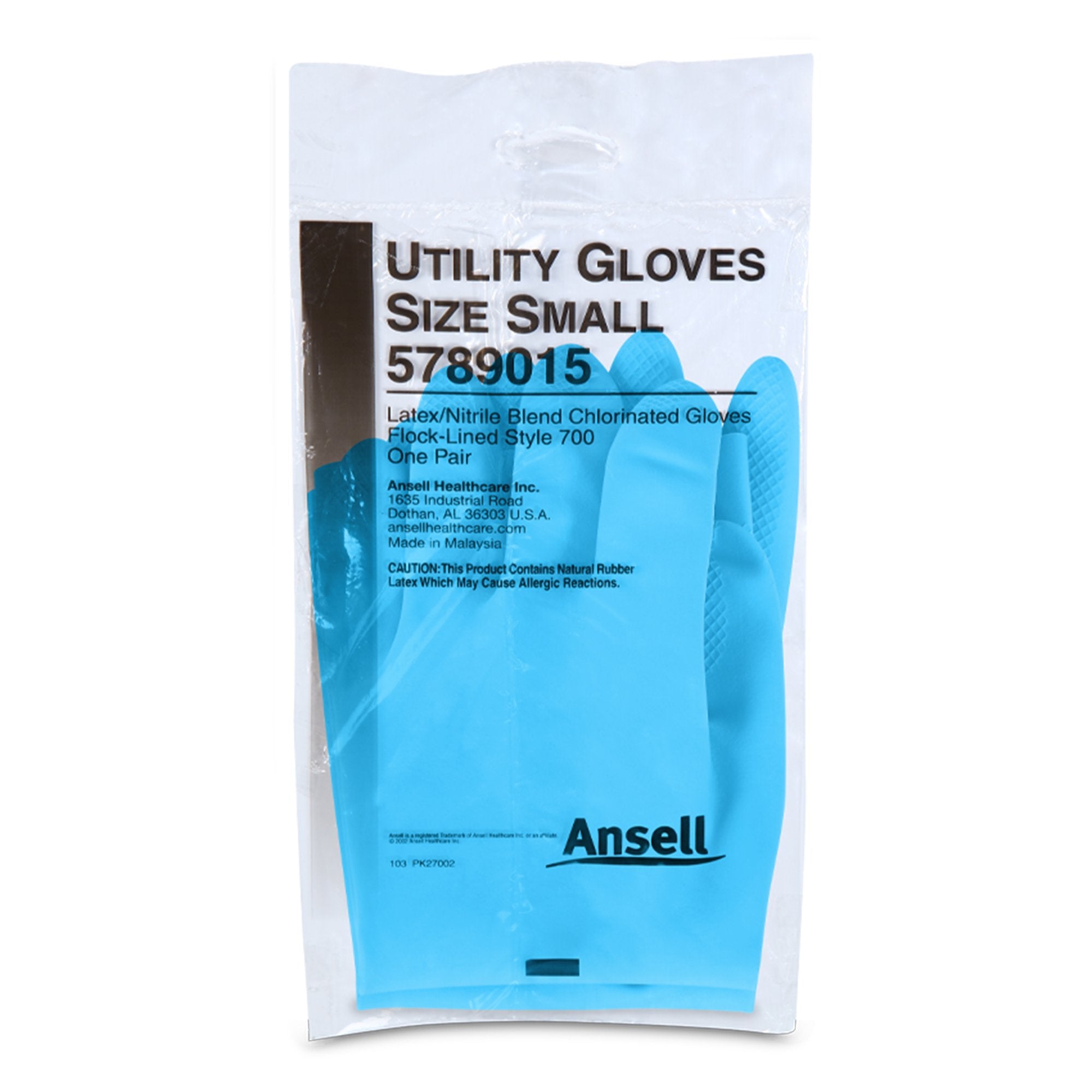 Ansell Latex/Nitrile Utility Glove, Small, Blue