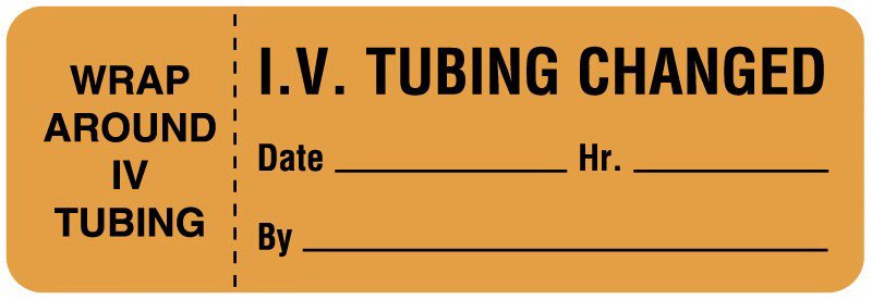 Pre-Printed Label pdc® Anesthesia Label Orange Plastic IV Tubing Changed Black Syringe Label 1 X 3 Inch