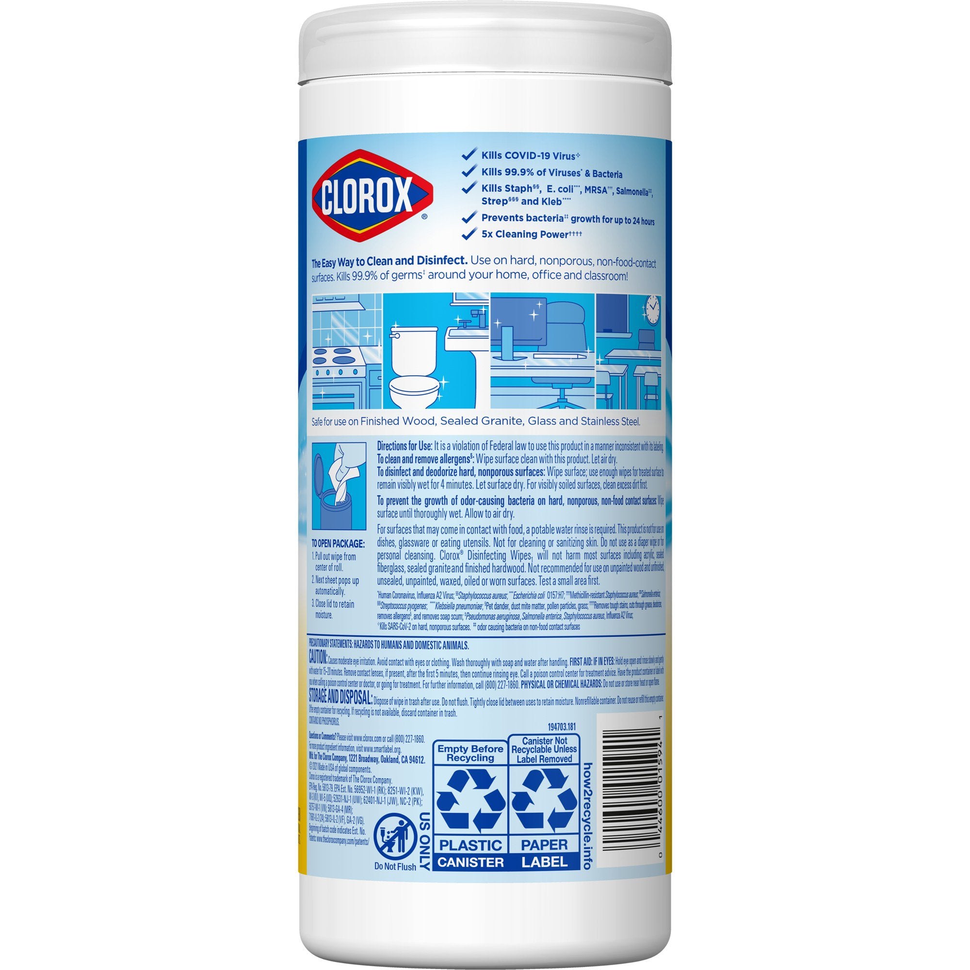 Clorox® Surface Disinfectant Wipes, Small Canister