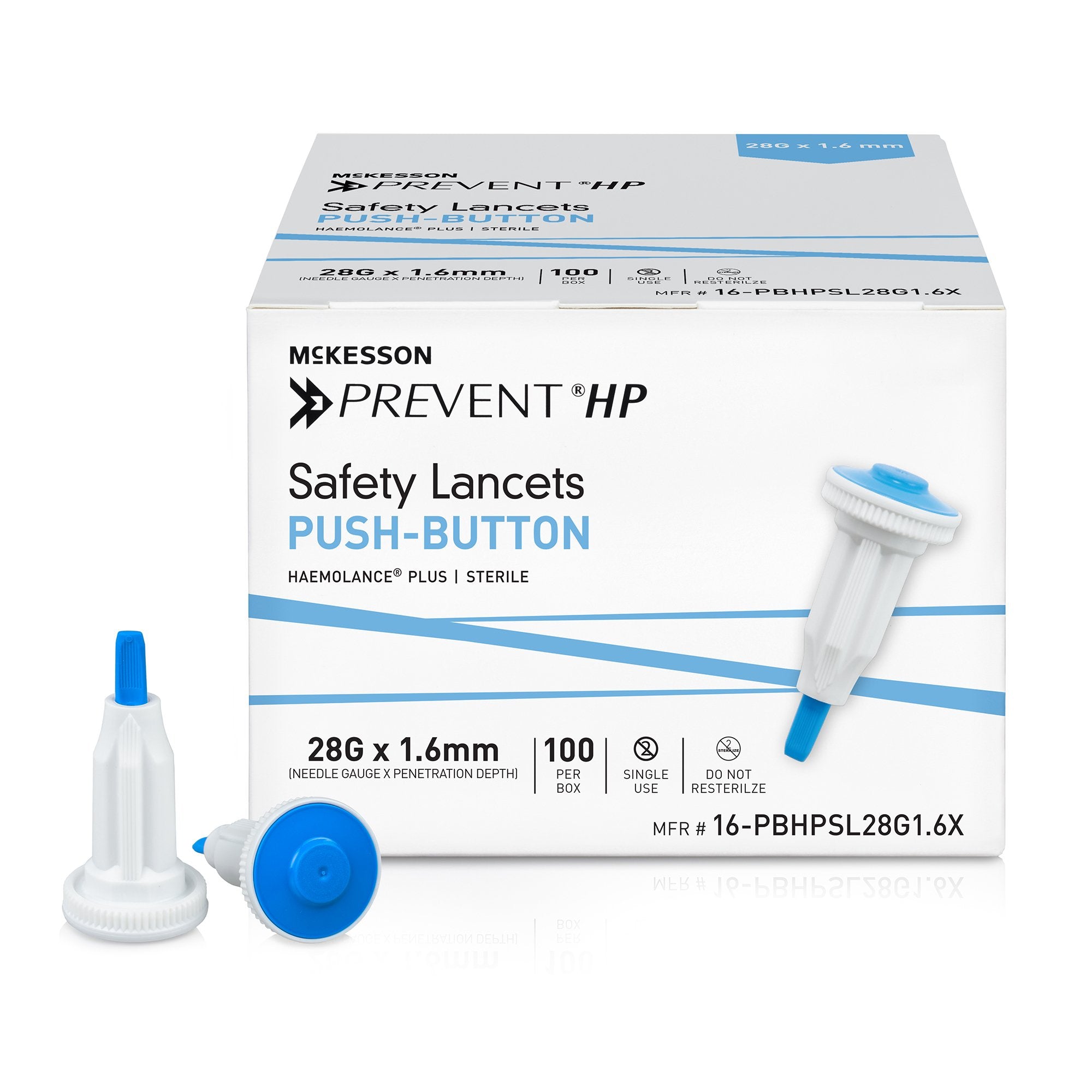 McKesson Prevent® HP Push Button Safety Lancet, 28 Gauge