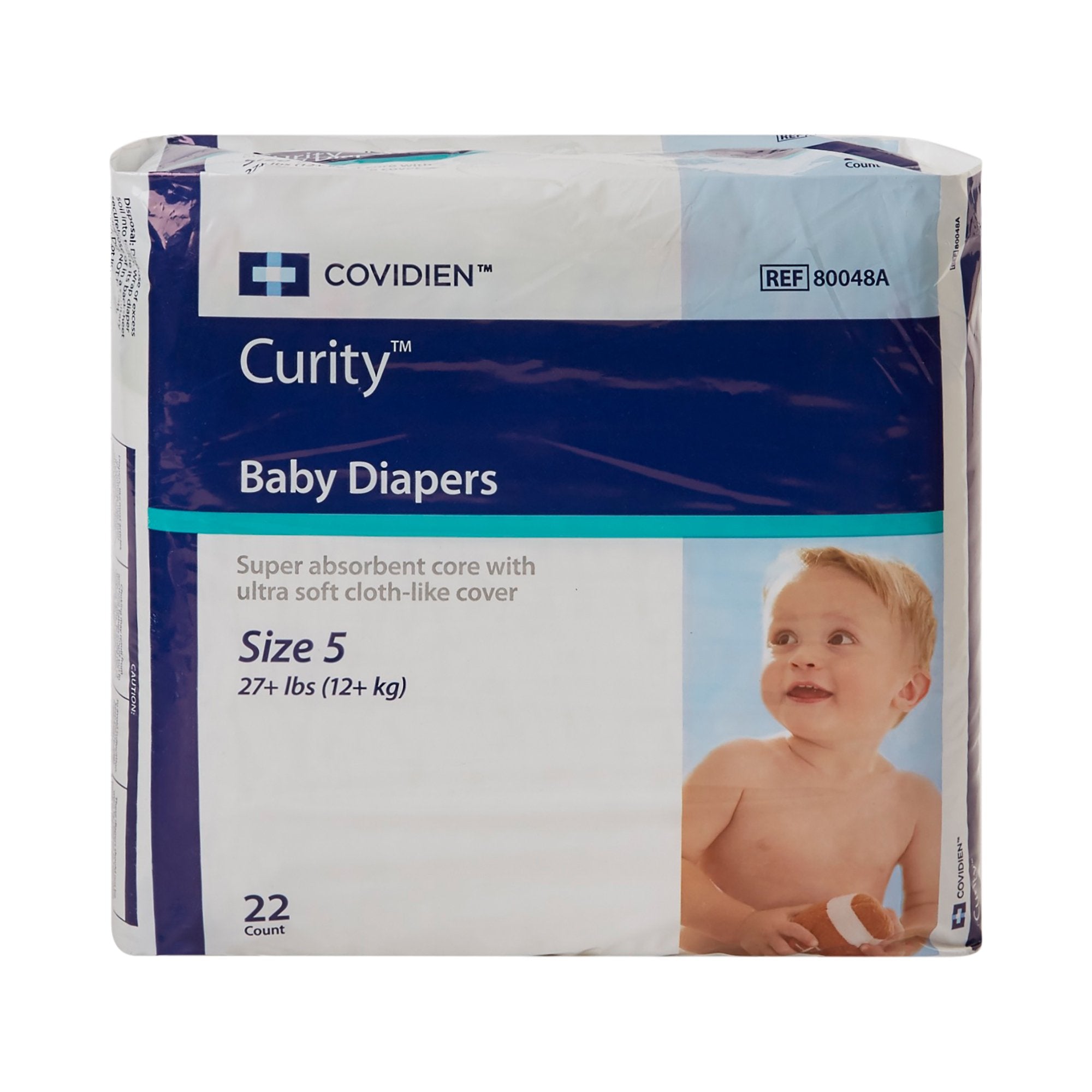 Curity Unisex Baby Diapers, Heavy Absorbency, Disposable, Size 5, 27+ lbs