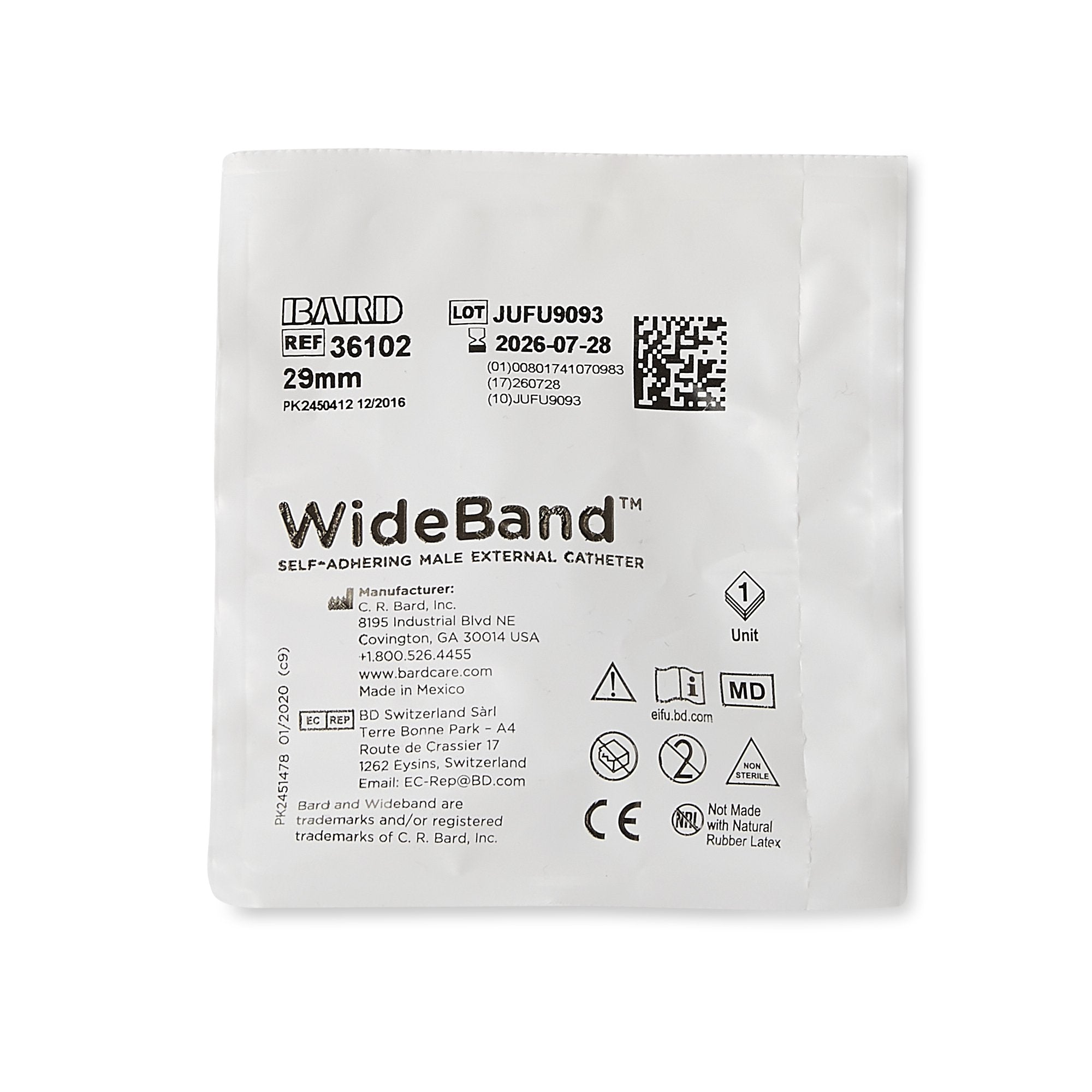 Male External Catheter Wide Band® Self-Adhesive Band Silicone Medium