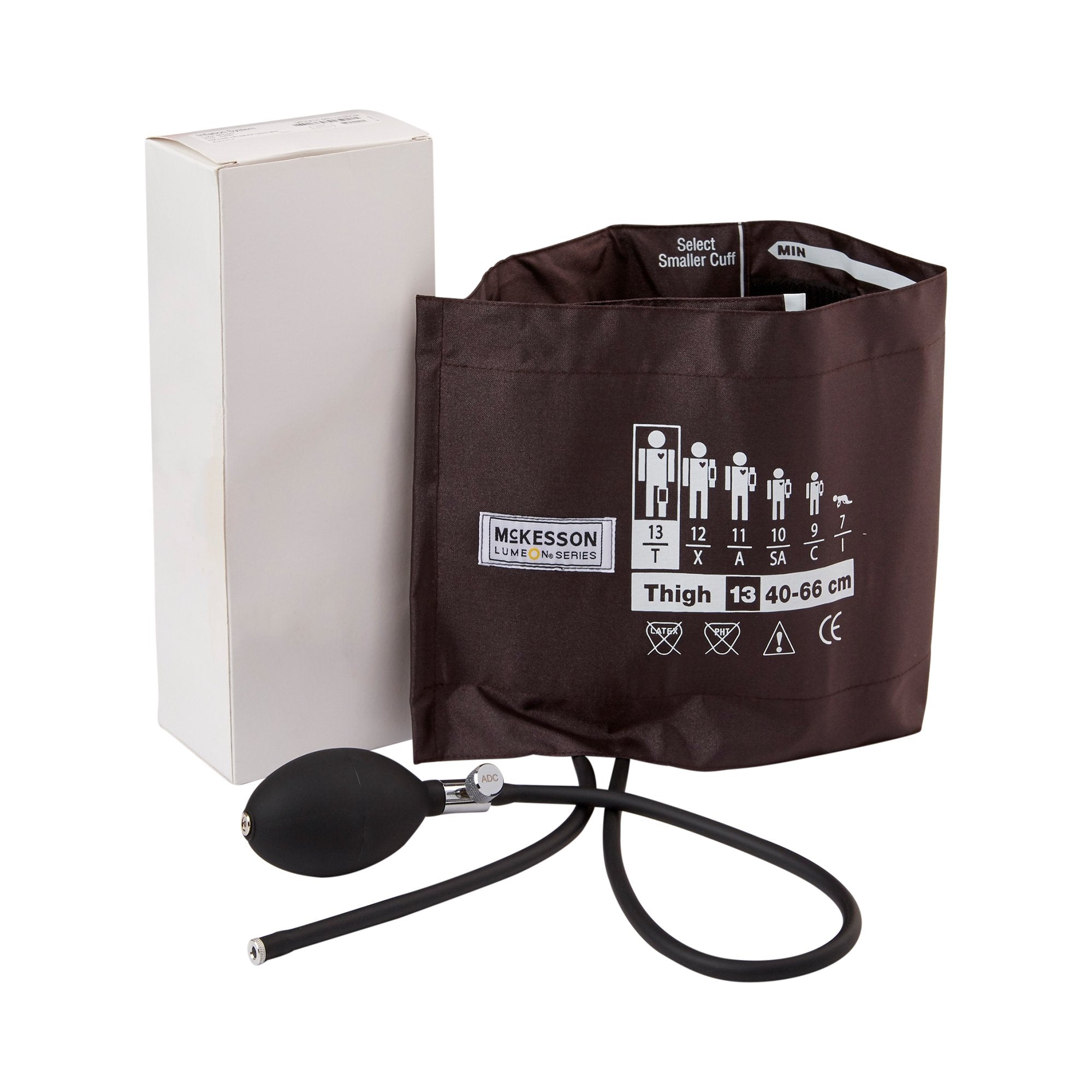 McKesson Lumeon™ Blood Pressure Cuff and Bulb, Nylon Cuff, extra large Cuff, Brown, 40 - 66 cm, Thigh