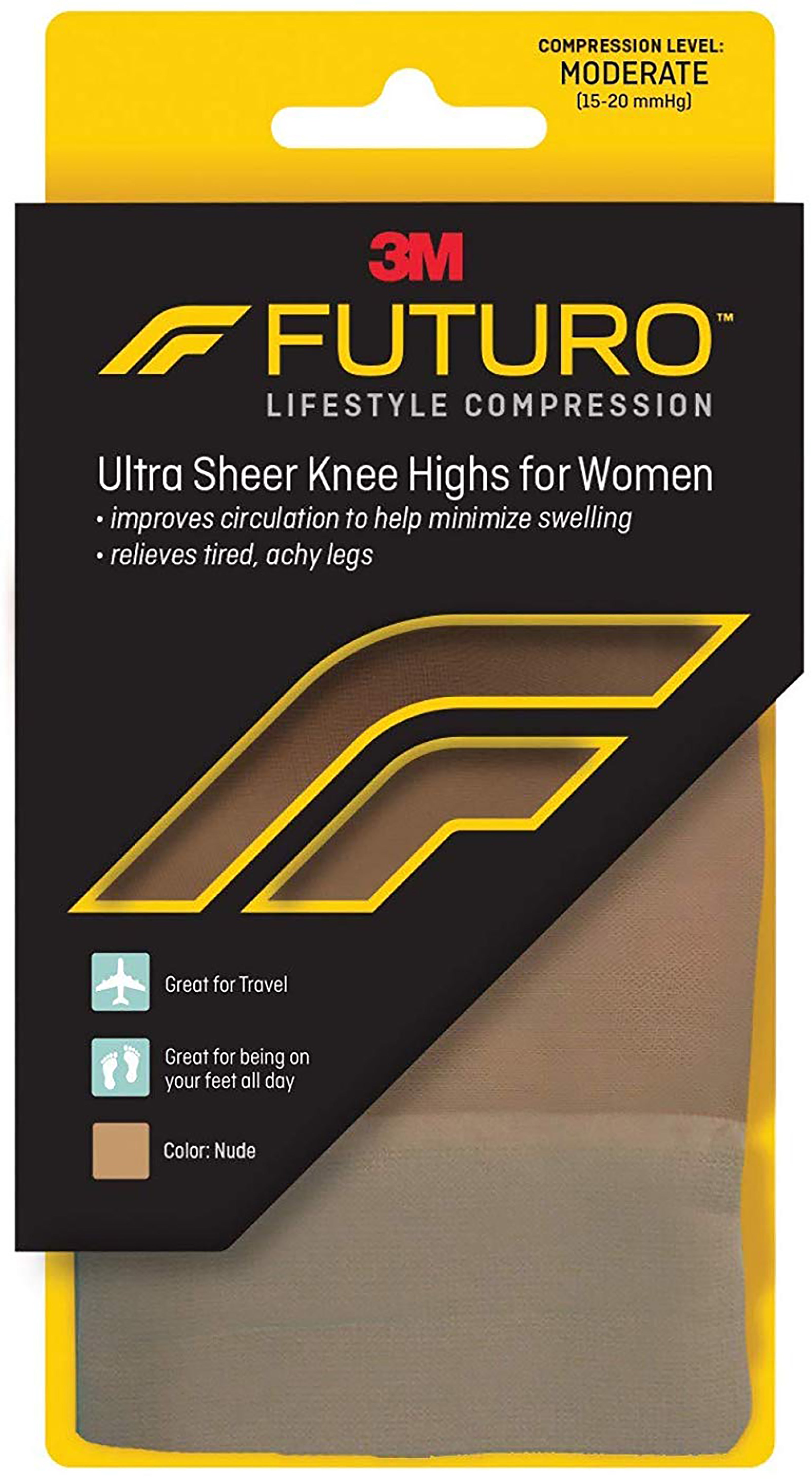 3M™ Futuro™ Lifestyle Compression Ultra Sheer Knee Highs for Women, Nude, Large