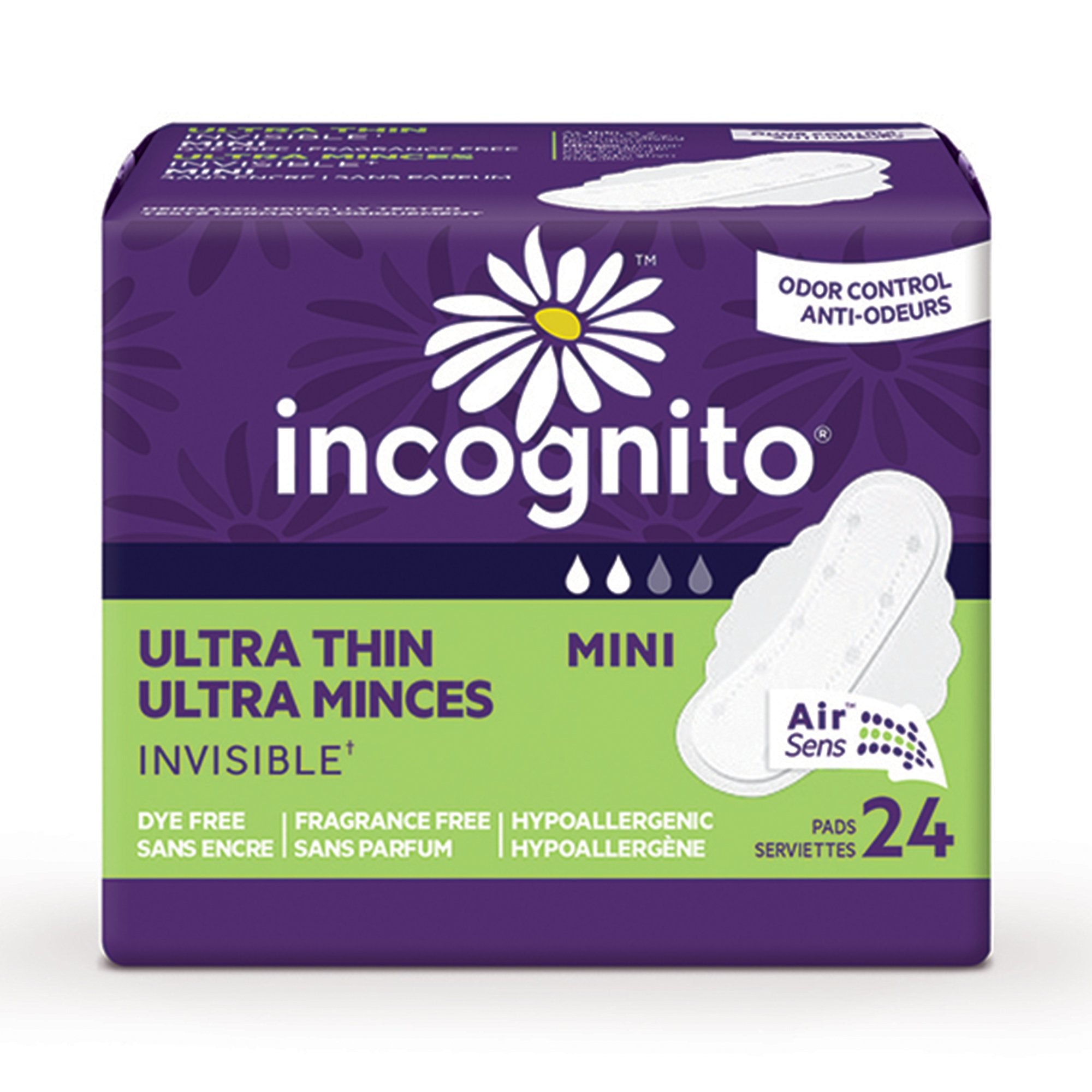 Feminine Pad Incognito® Ultra Thin with Wings Light Absorbency