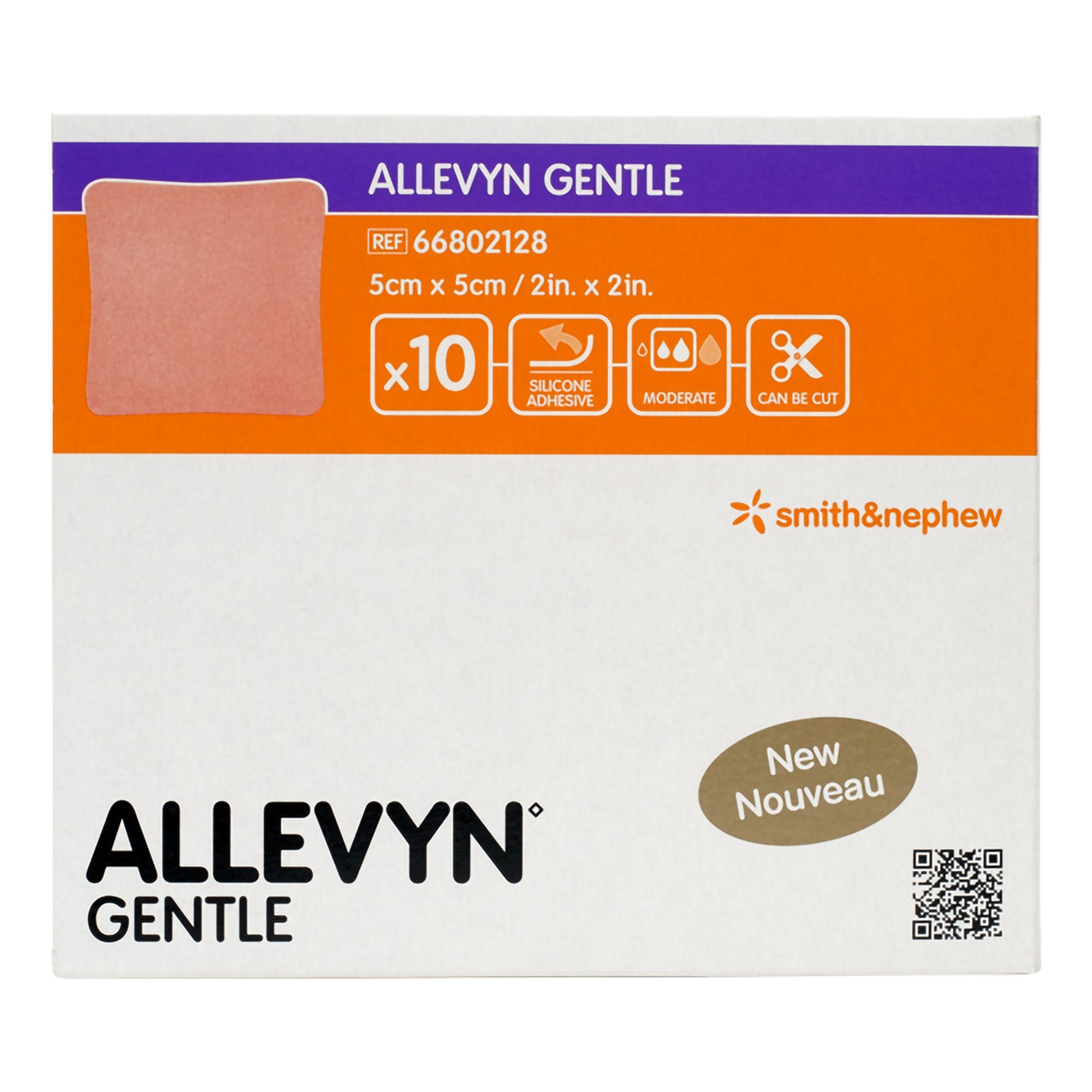 Foam Dressing Allevyn Gentle 2 X 2 Inch Without Border Film Backing Silicone Adhesive Square Sterile