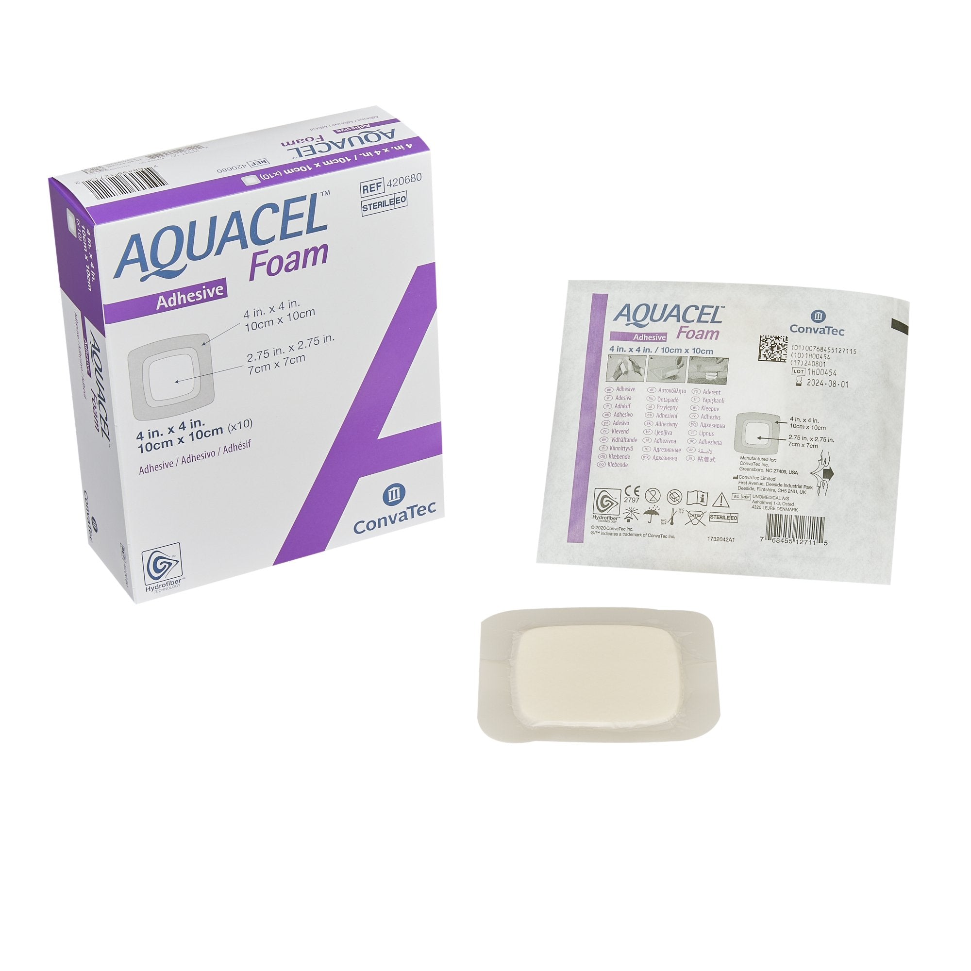 Foam Dressing Aquacel® 4 X 4 Inch With Border Waterproof Film Backing Silicone Adhesive Square Sterile