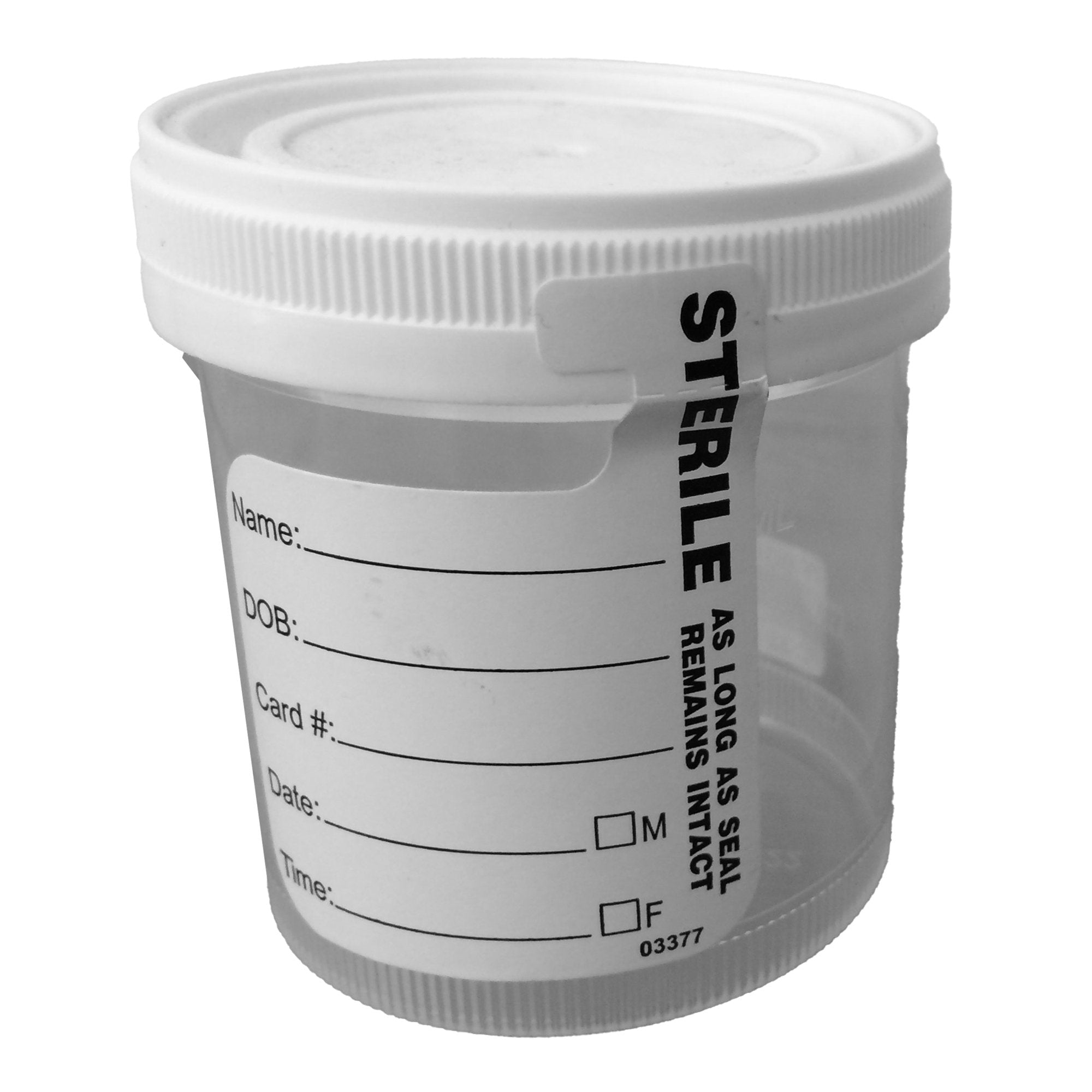 Specimen Container with Temperature Strip Starplex® 53 mm Opening 90 mL (3 oz.) Screw Cap Patient Information Sterile