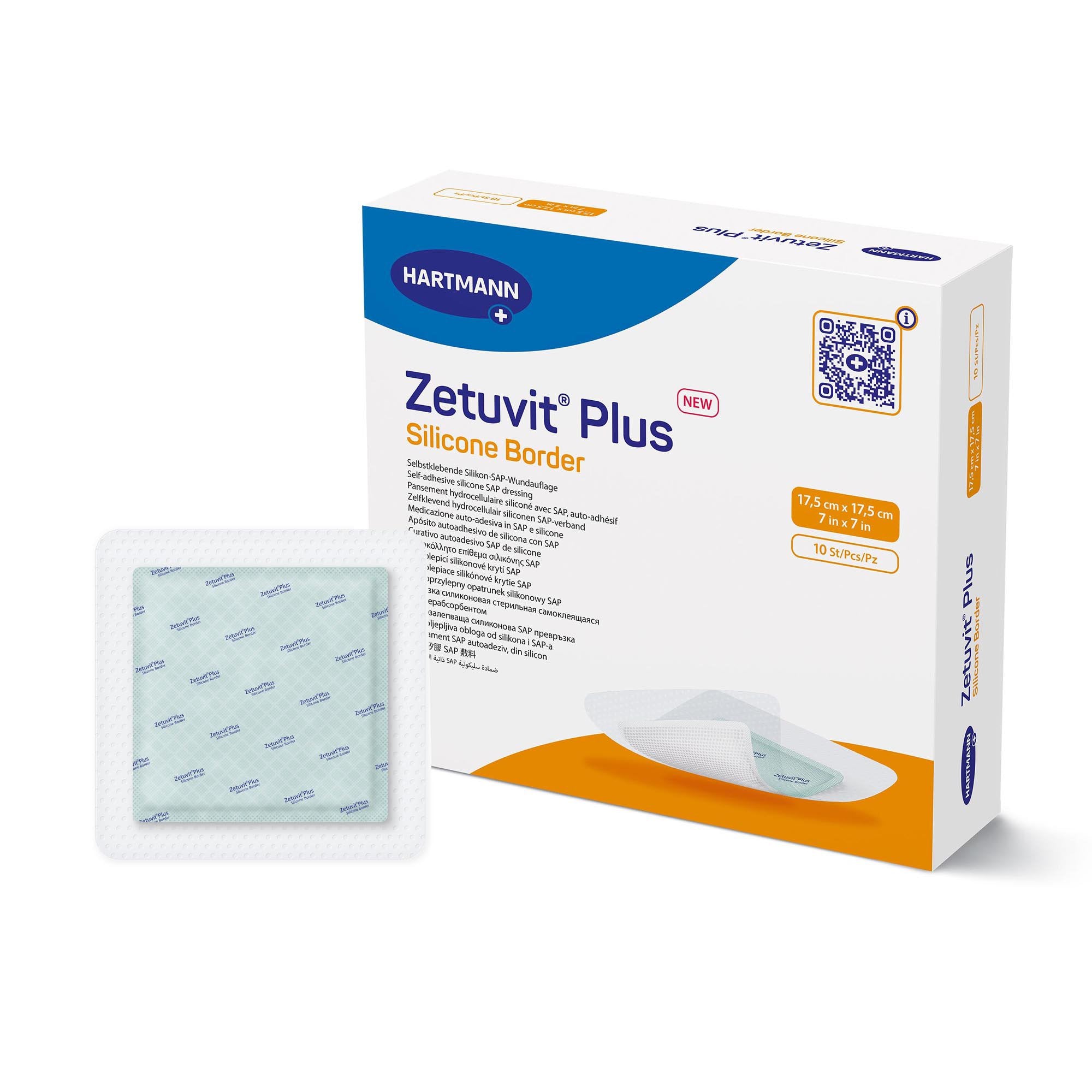 Zetuvit® Plus Silicone Border Super Absorbent Dressing, 7 x 7 Inch