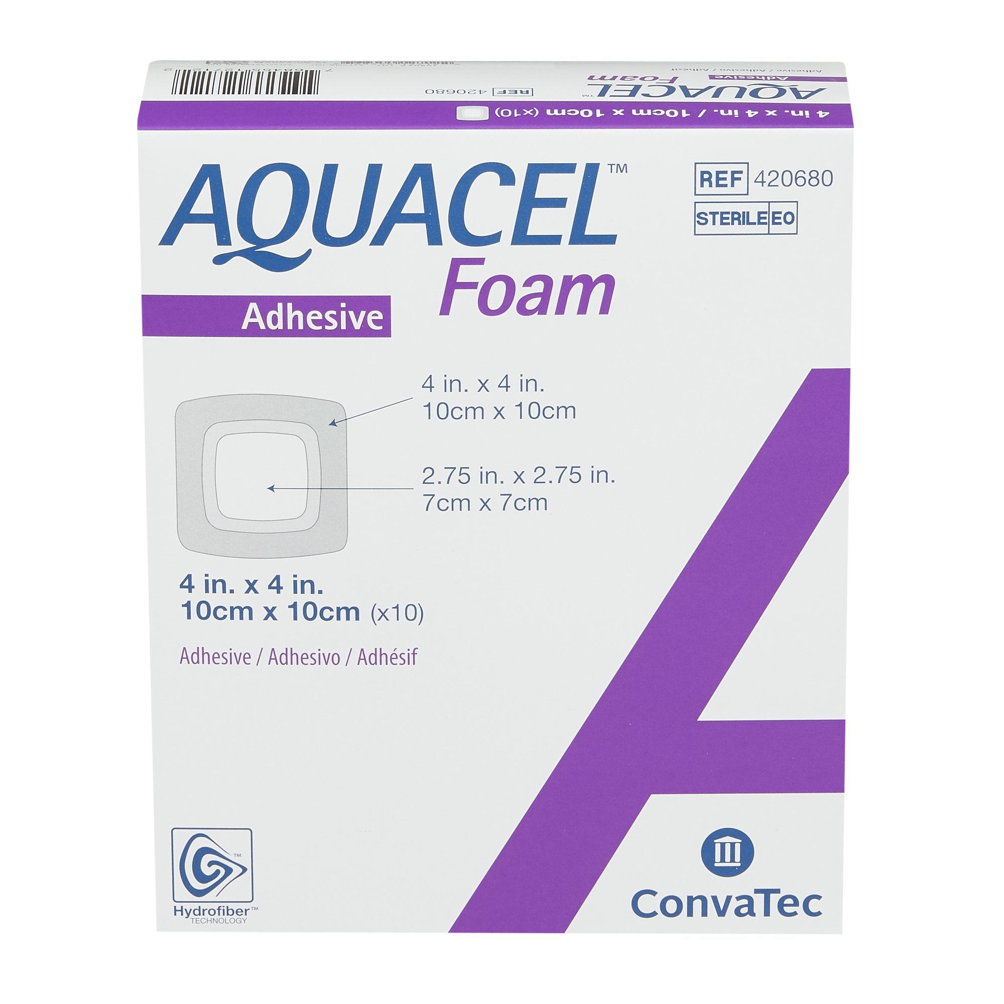 Foam Dressing Aquacel® 4 X 4 Inch With Border Waterproof Film Backing Silicone Adhesive Square Sterile