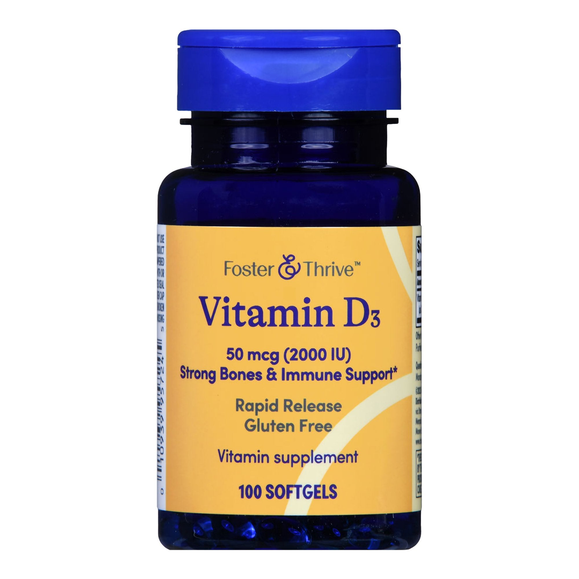 Vitamin Supplement Foster & Thrive™ Vitamin D3 2,000 IU Strength Softgel 100 per Bottle