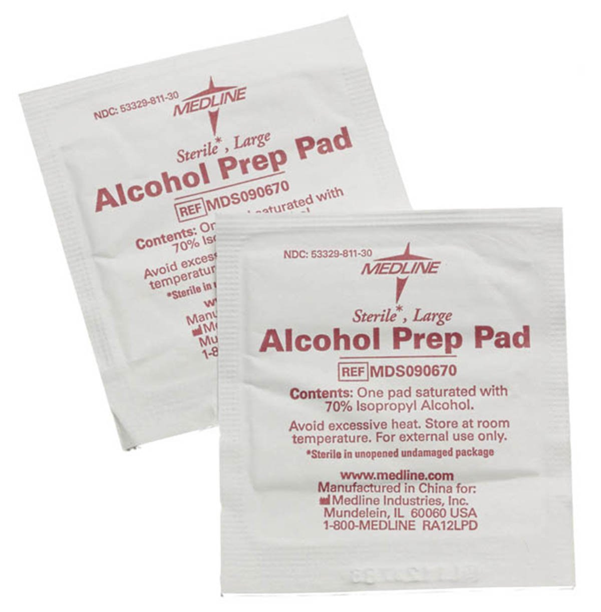 Alcohol Prep Pad Medline 70% Strength Isopropyl Alcohol Individual Packet Large Sterile