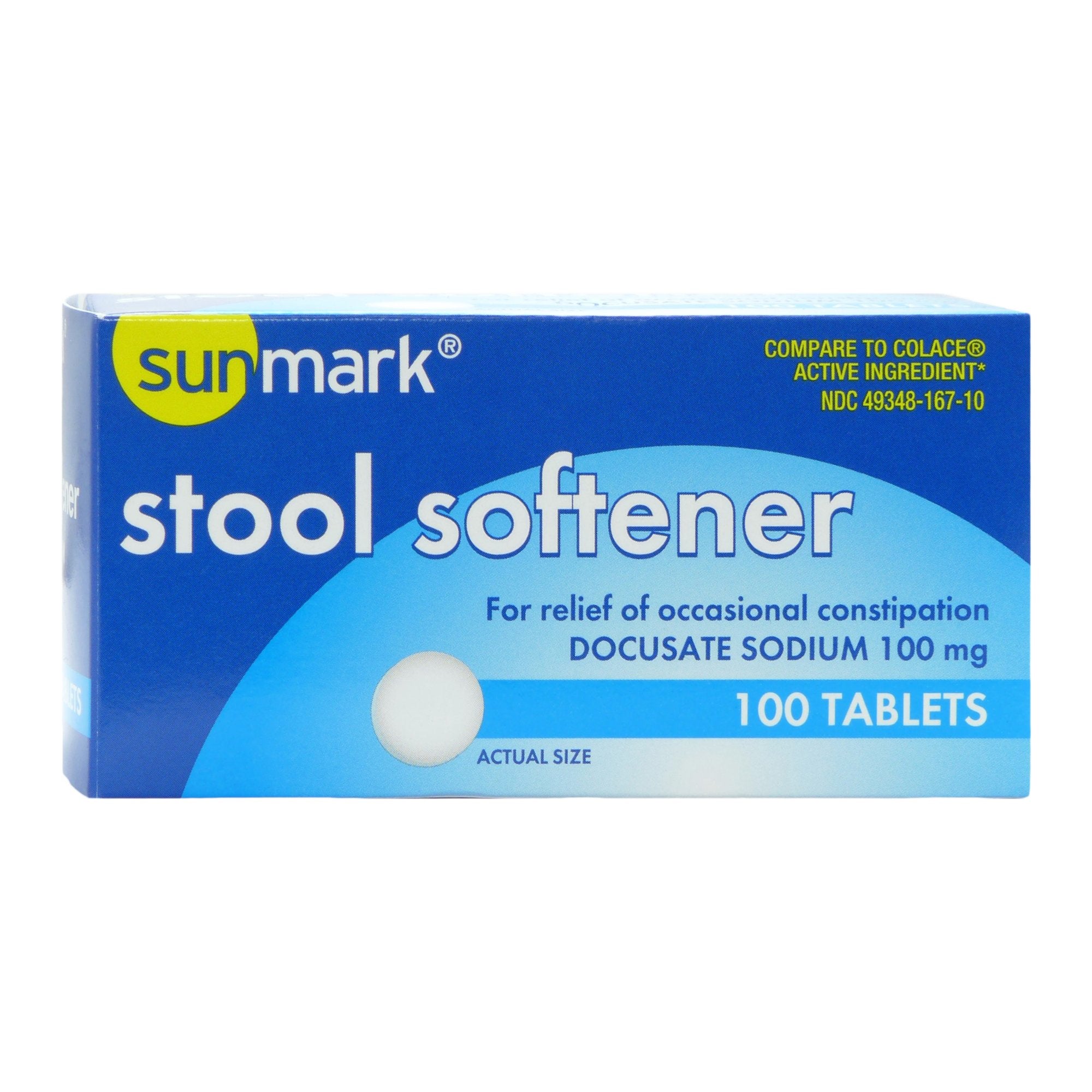 Stool Softener sunmark® Tablet 100 per Bottle 100 mg Strength Docusate Sodium