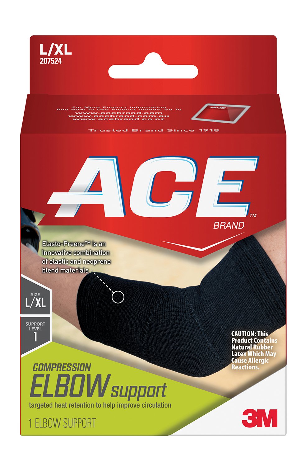 3M™ Ace™ Elbow Support, Left or Right Elbow, Large/X-Large, Black