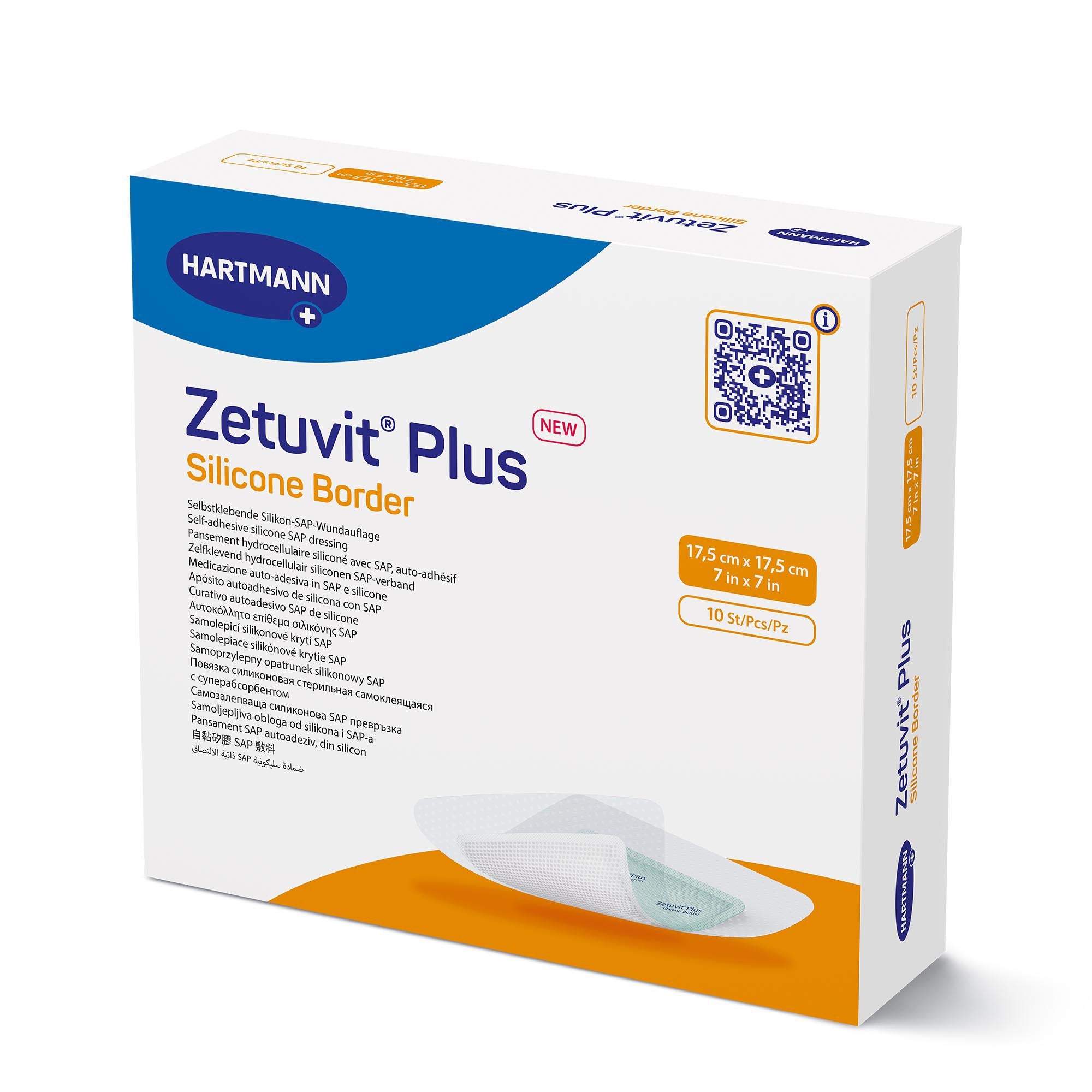 Zetuvit® Plus Silicone Border Super Absorbent Dressing, 7 x 7 Inch