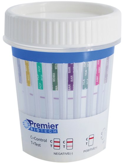 Drugs of Abuse Test Kit Premier Bio-Cup AMP, COC, OPI, PCP, THC 50 25 Tests CLIA Waived