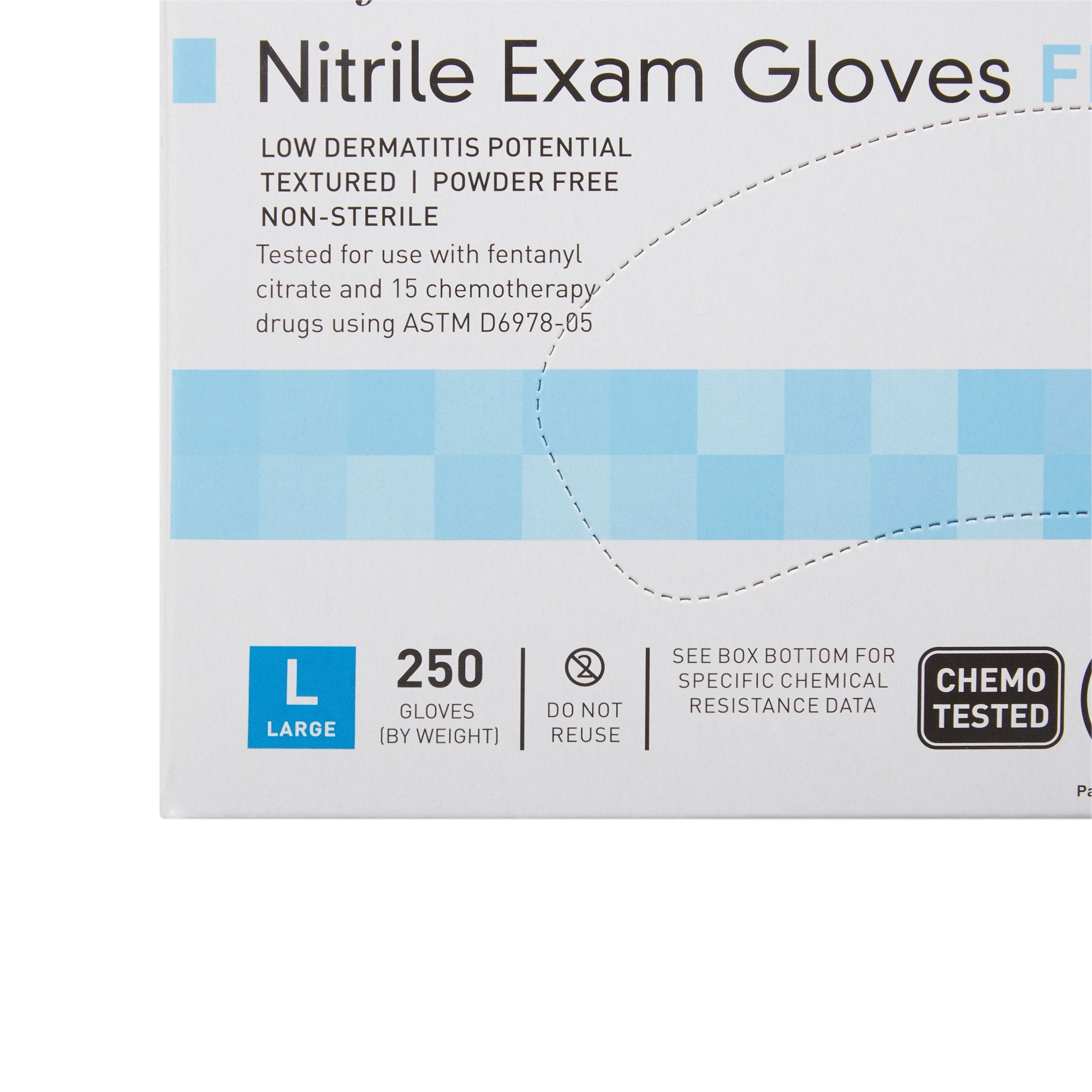 Exam Glove McKesson Confiderm® LDC Large NonSterile Nitrile Standard Cuff Length Fully Textured Blue Chemo Tested / Fentanyl Tested