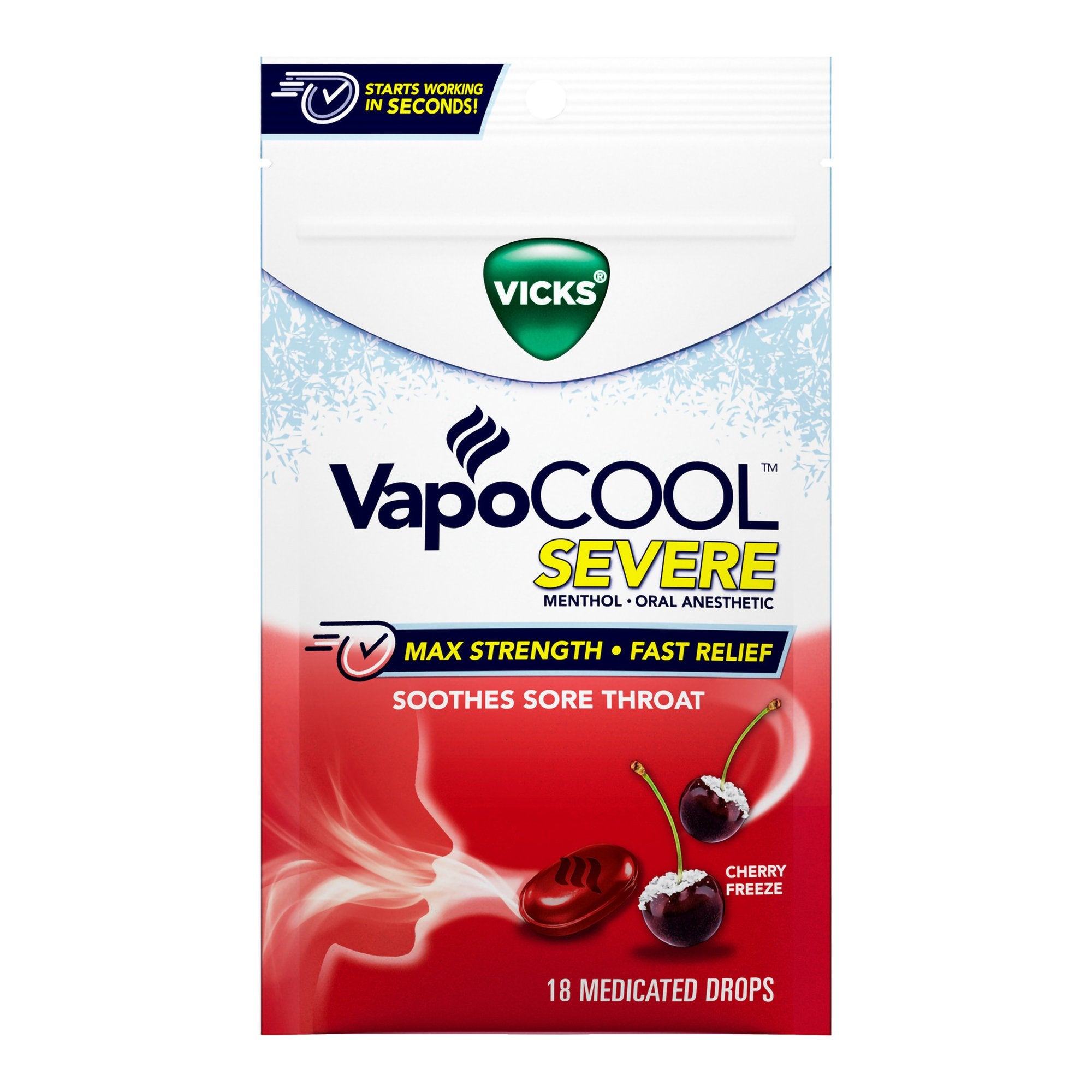 Sore Throat Relief Vicks® VapoCOOL™ 20 mg Strength Drop 18 per Bag