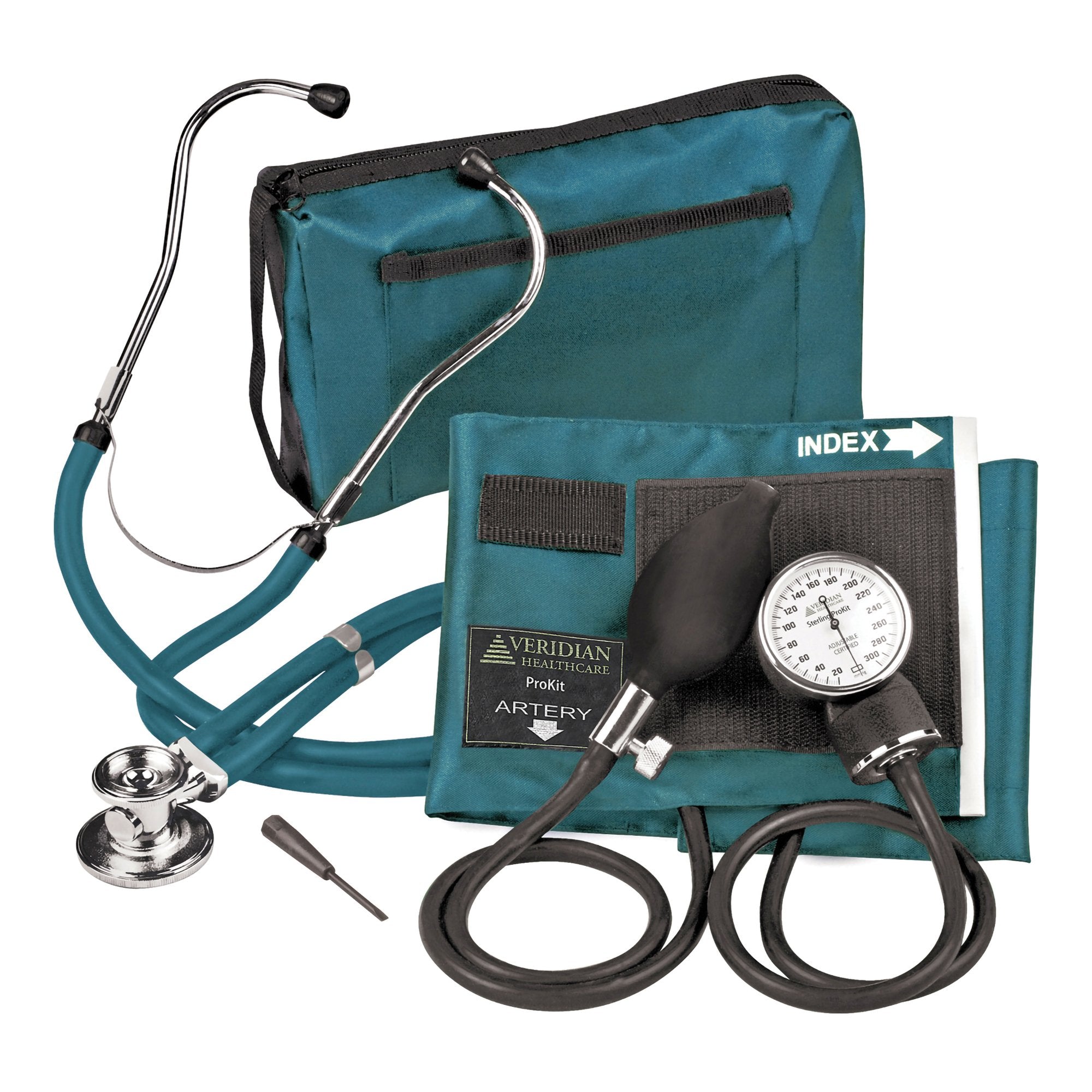 Sterling Series ProKit™ Aneroid Sphygmomanometer with Stethoscope, Teal