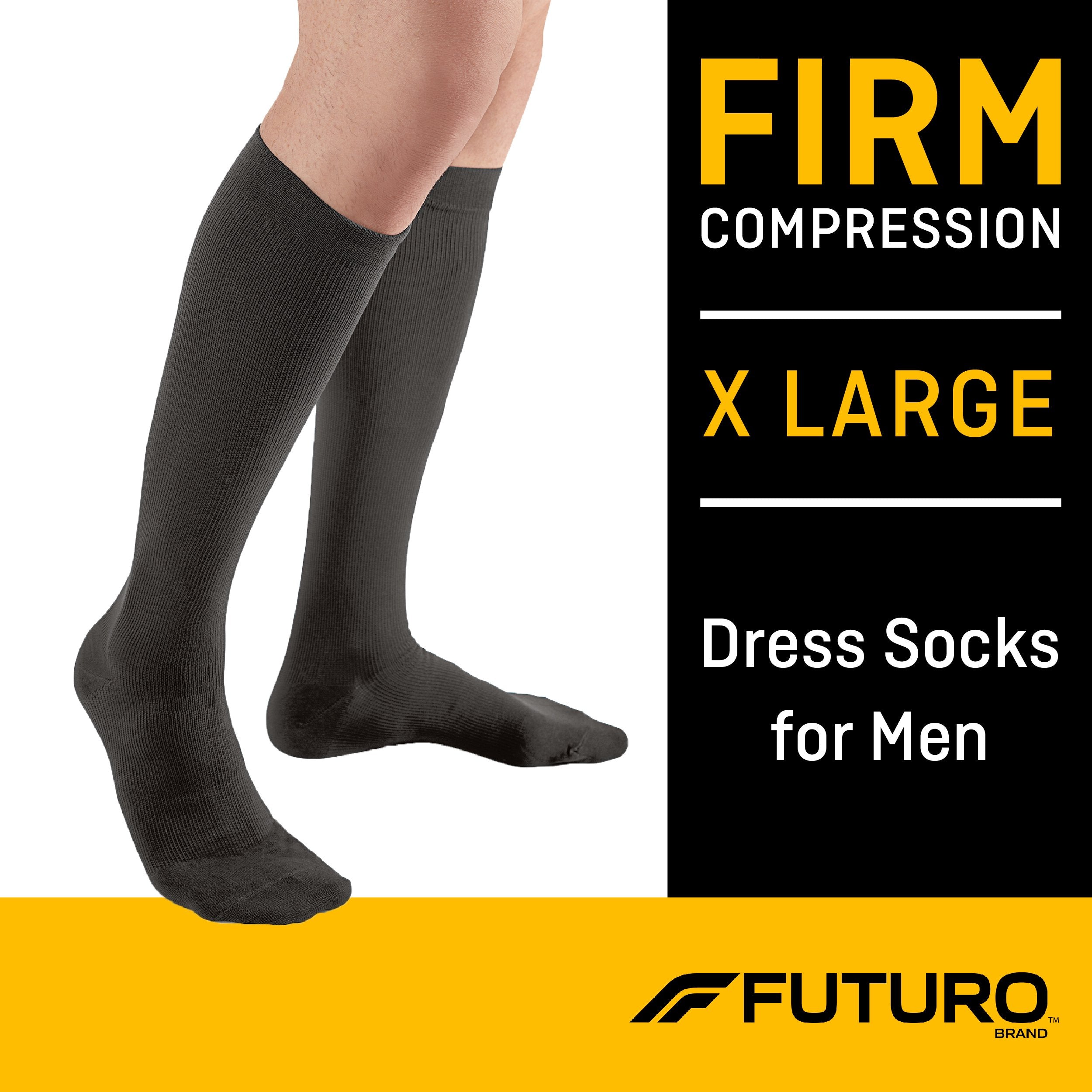 3M™ Futuro™ Lifestyle Compression Firm Dress Socks for Men, Black, X-Large