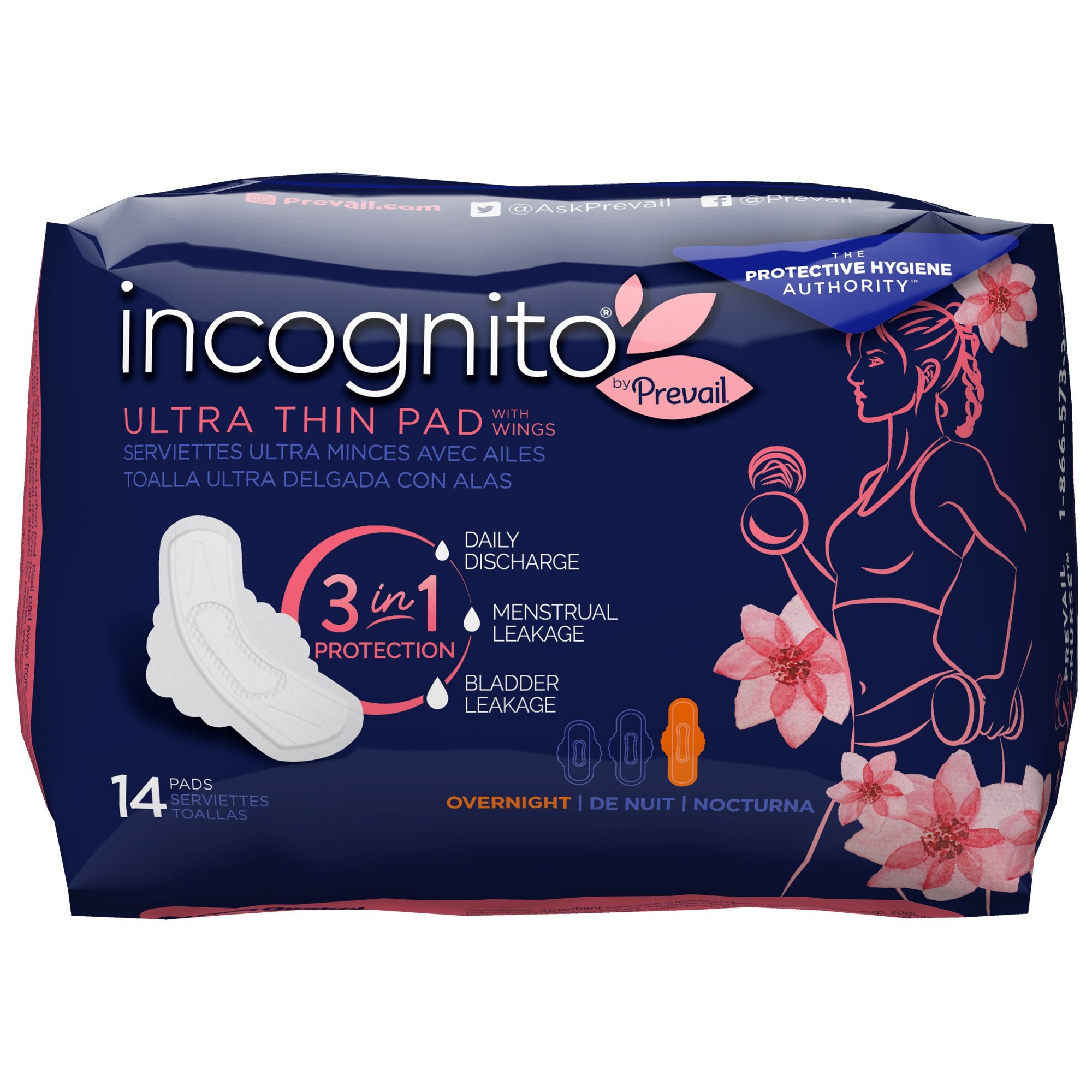 Incognito® by Prevail Ultra Thin Pad with Wings, Overnight