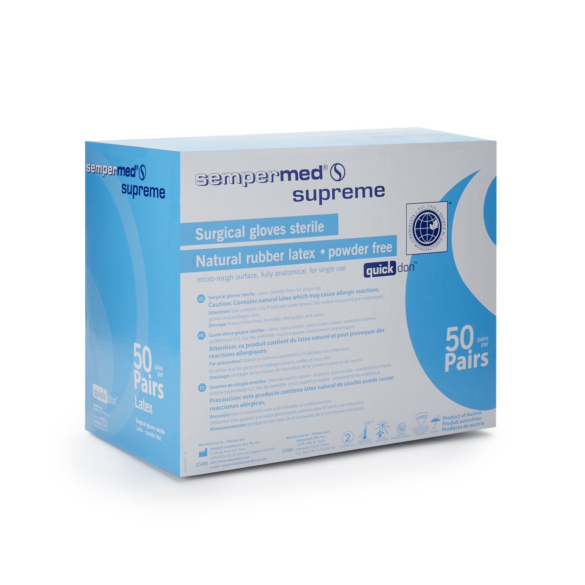 Sempermed® Supreme Latex Surgical Glove, Size 8, Ivory