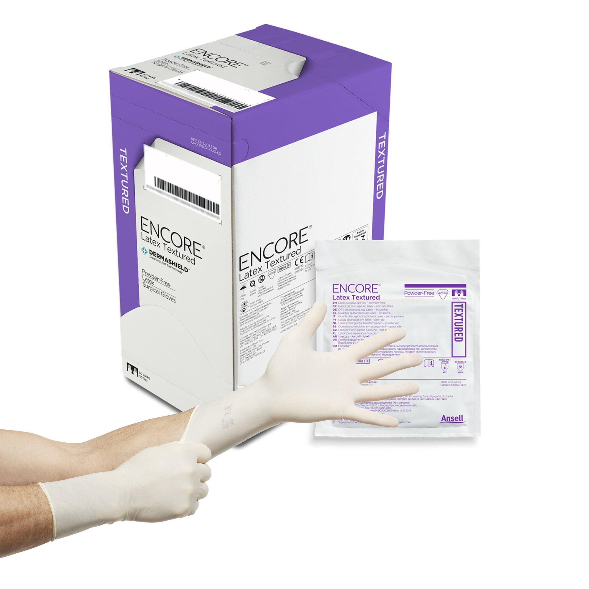 Encore® Latex Textured Surgical Glove, Size 6.5, Ivory