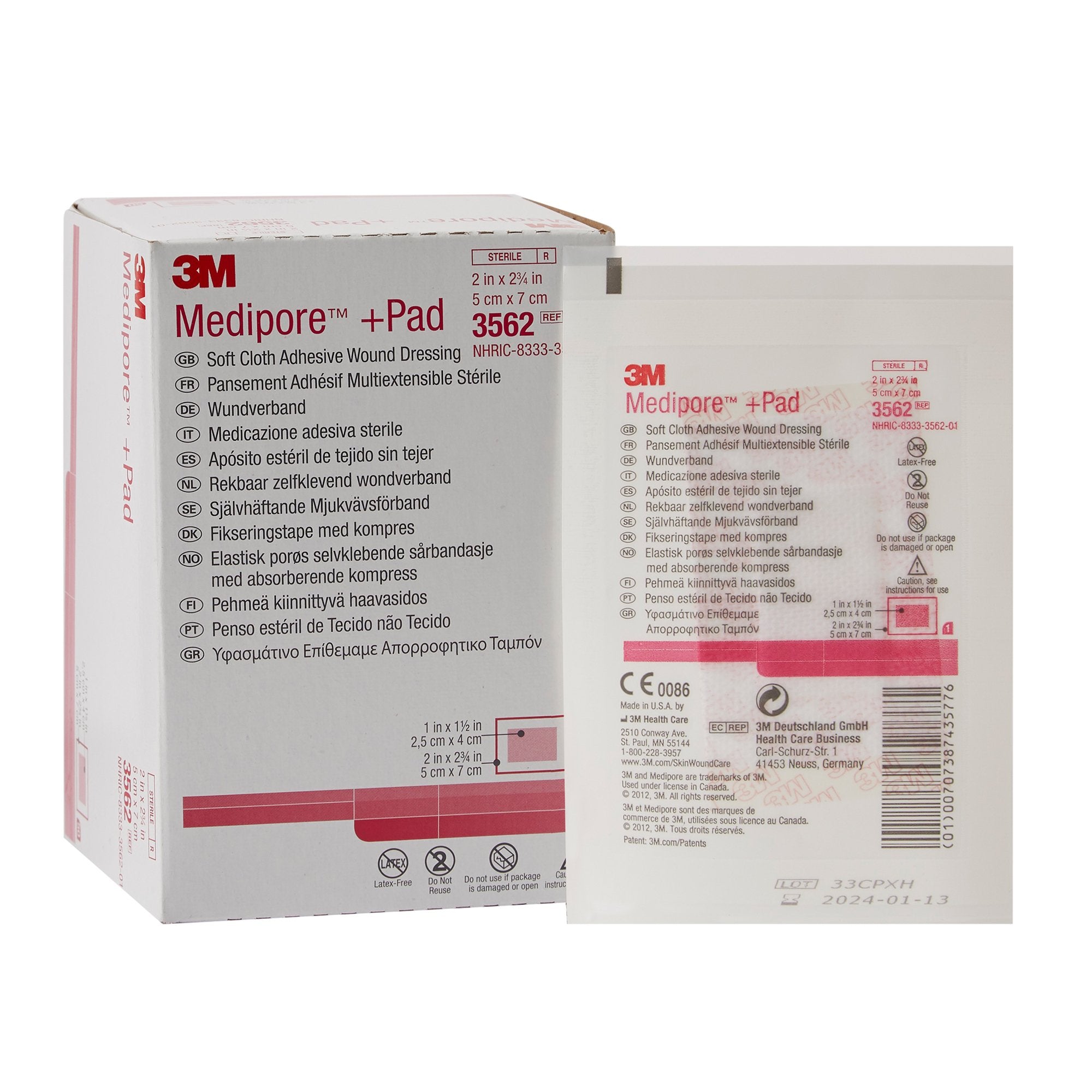 3M™ Medipore™ Sterile Adhesive Dressings, 2 x 2-3/4 Inch