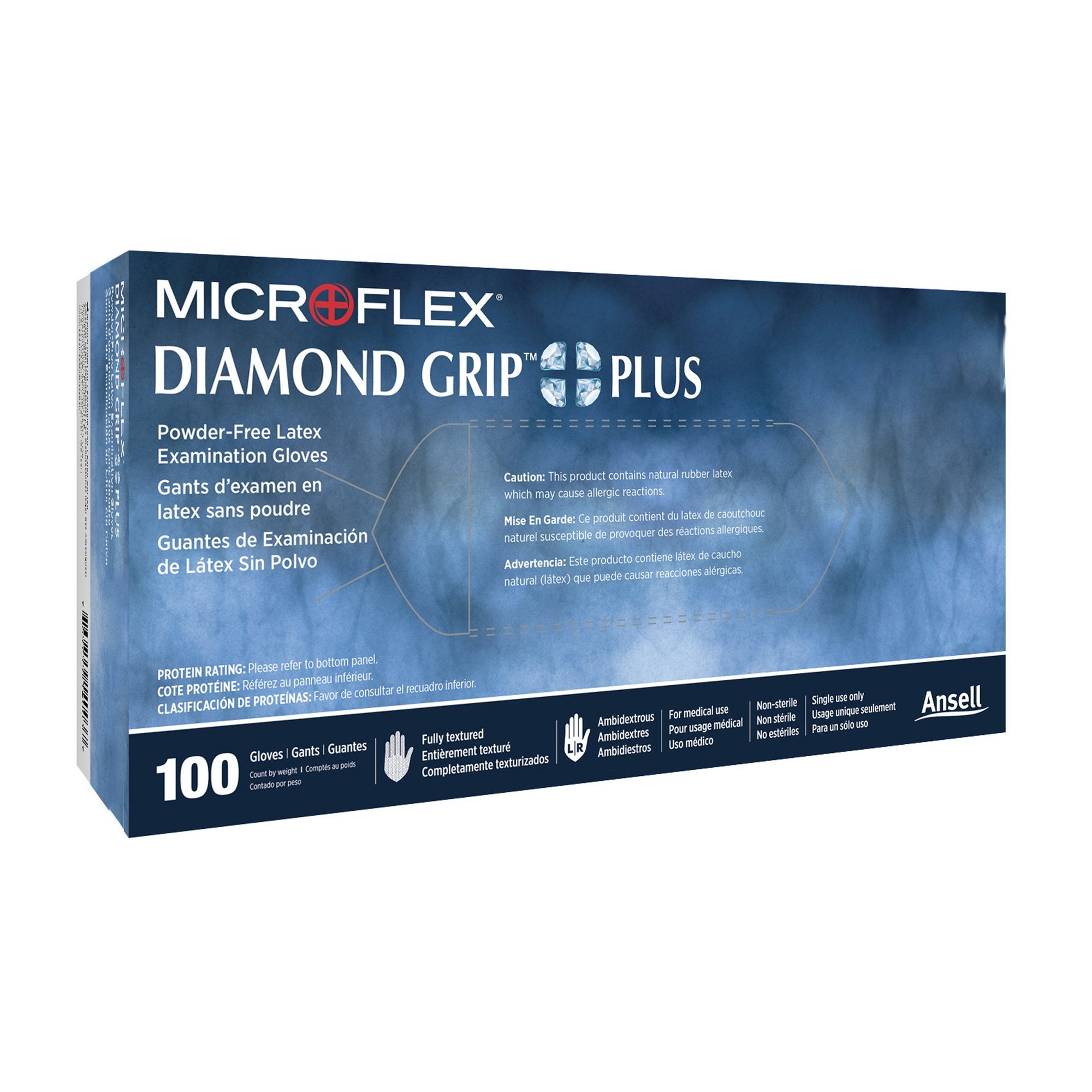 Microflex® Diamond Grip Plus™ Latex Gloves, Large, White