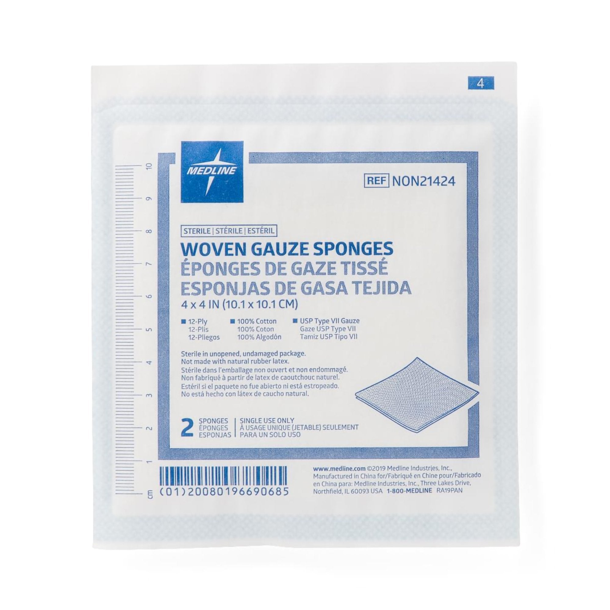 Sterile USP Type VII Gauze Sponge, 4 x 4 Inch