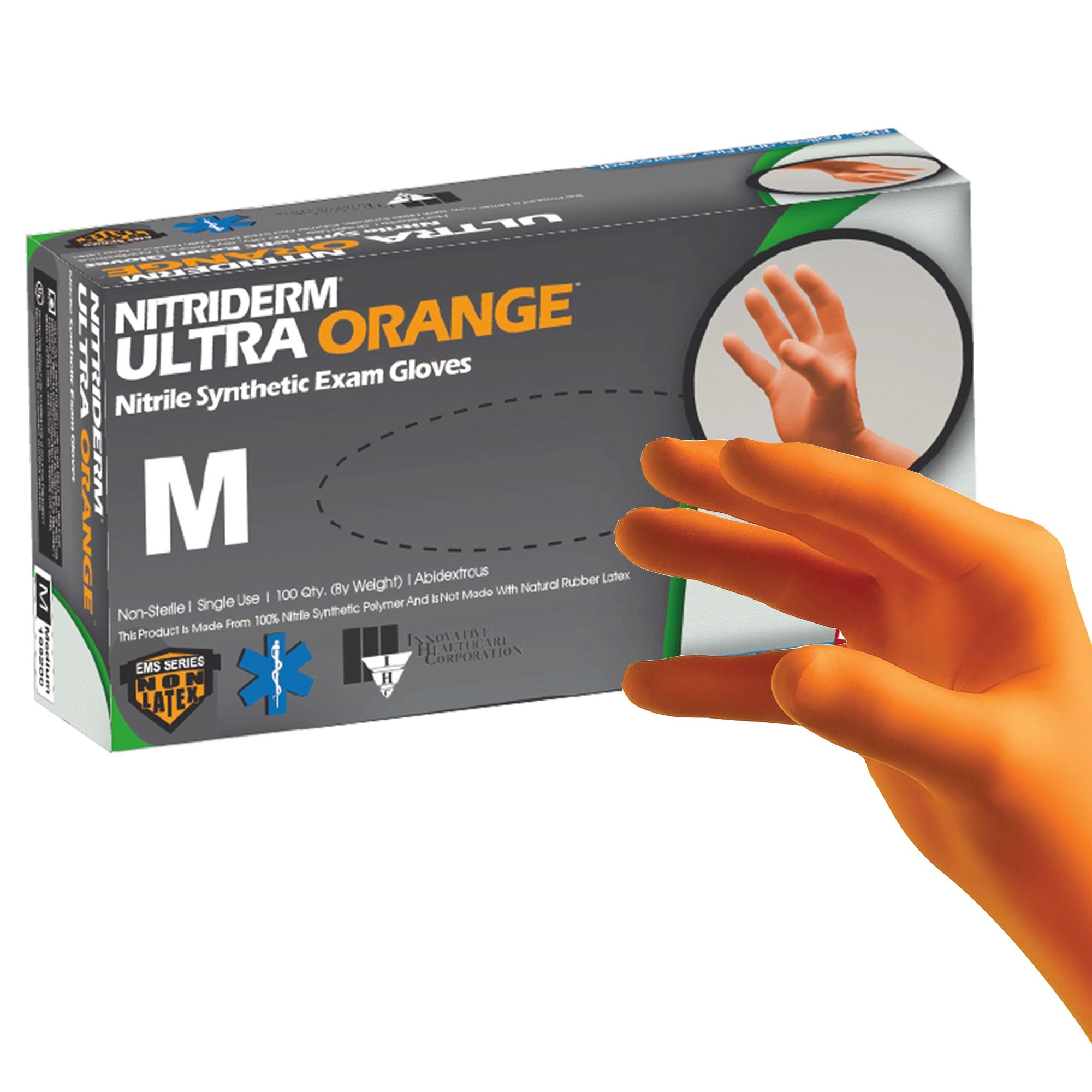 NitriDerm® Ultra Orange™ Exam Glove, Medium, Orange