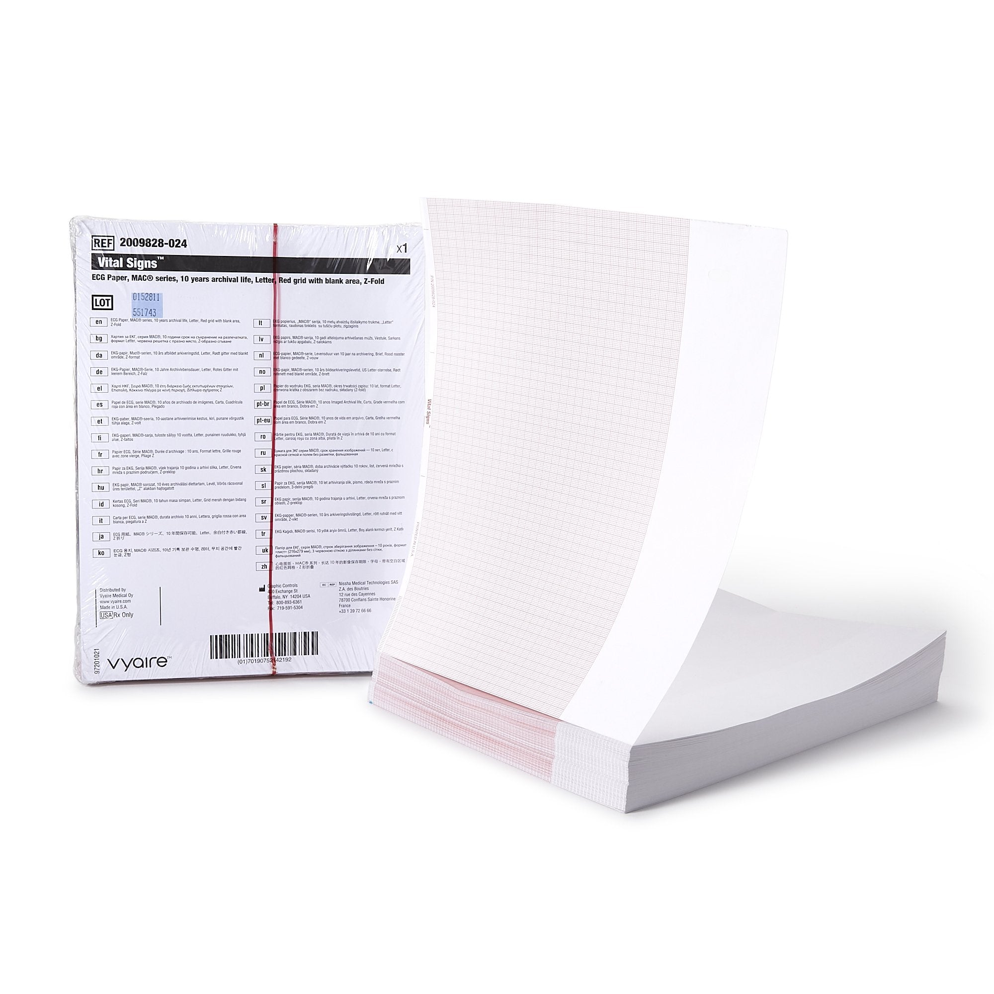 Recording Chart Paper GE Thermal 8-1/2 X 11 Inch Z-Fold Red Grid