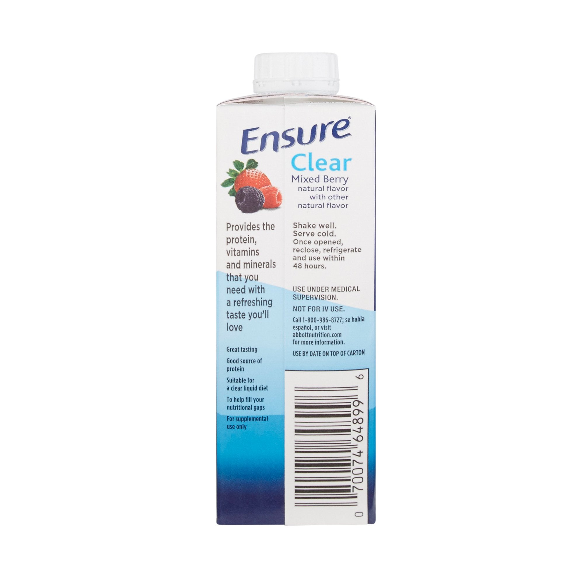 Ensure® Clear Therapeutic Nutrition, Mixed Berry, 8-ounce carton