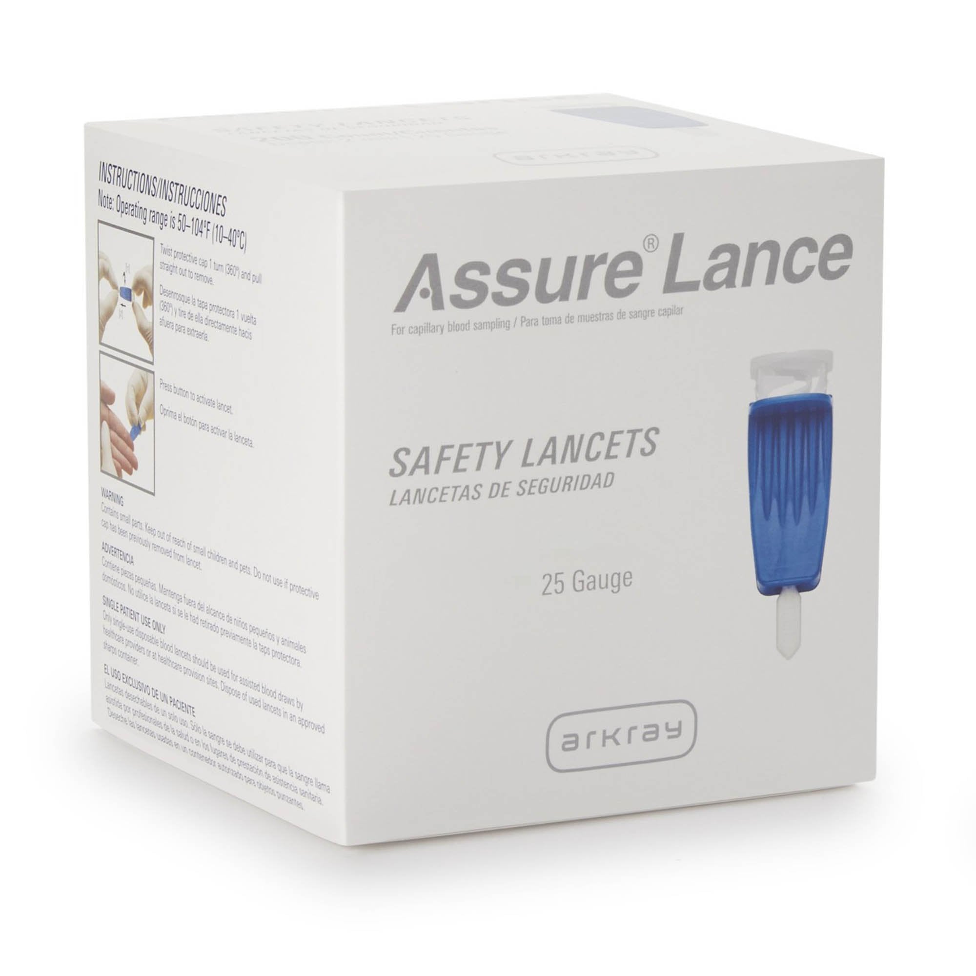 Safety Lancet Assure® 25 Gauge Protective Safety Cap Push Button Activation Finger