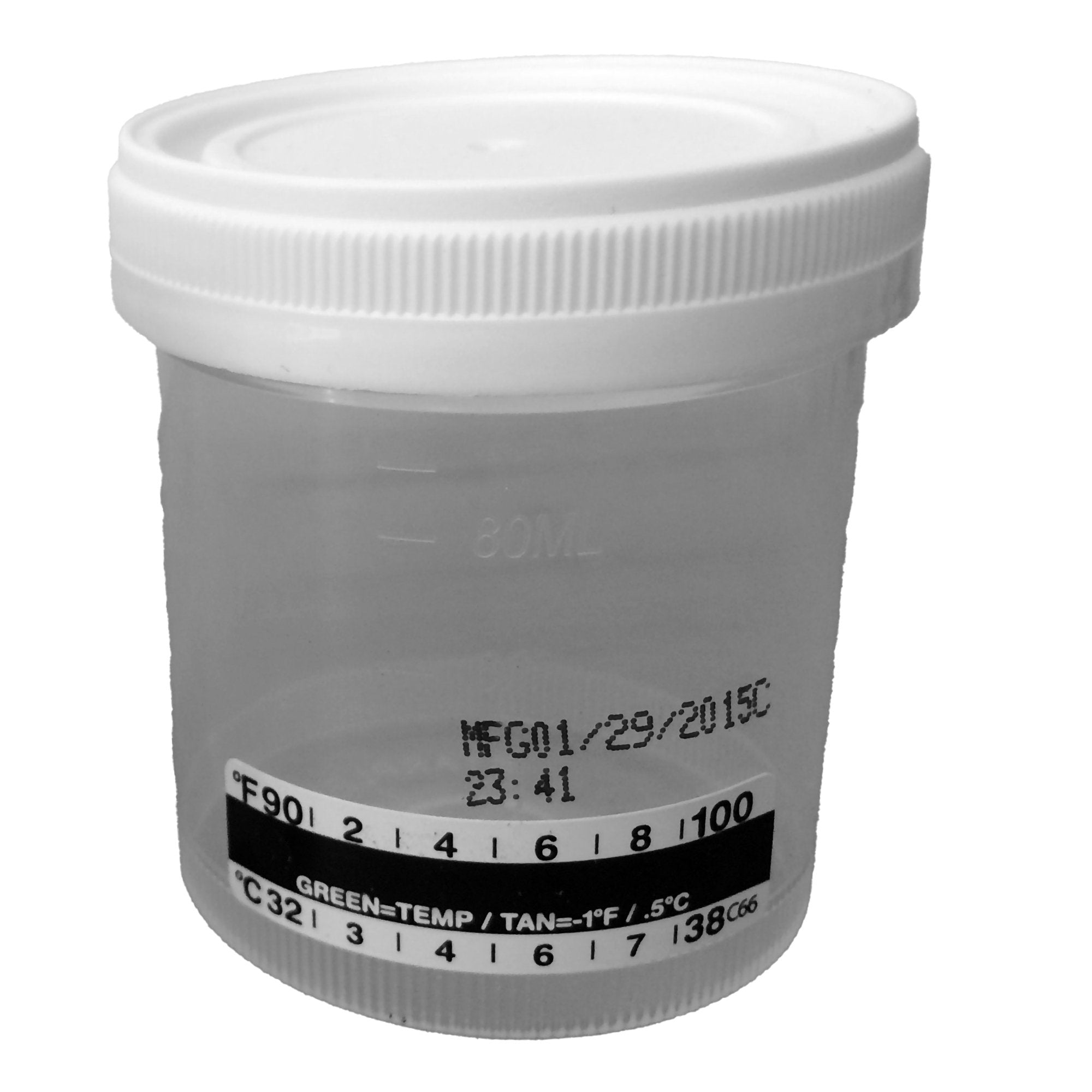 Specimen Container with Temperature Strip Starplex® 53 mm Opening 90 mL (3 oz.) Screw Cap Patient Information Sterile