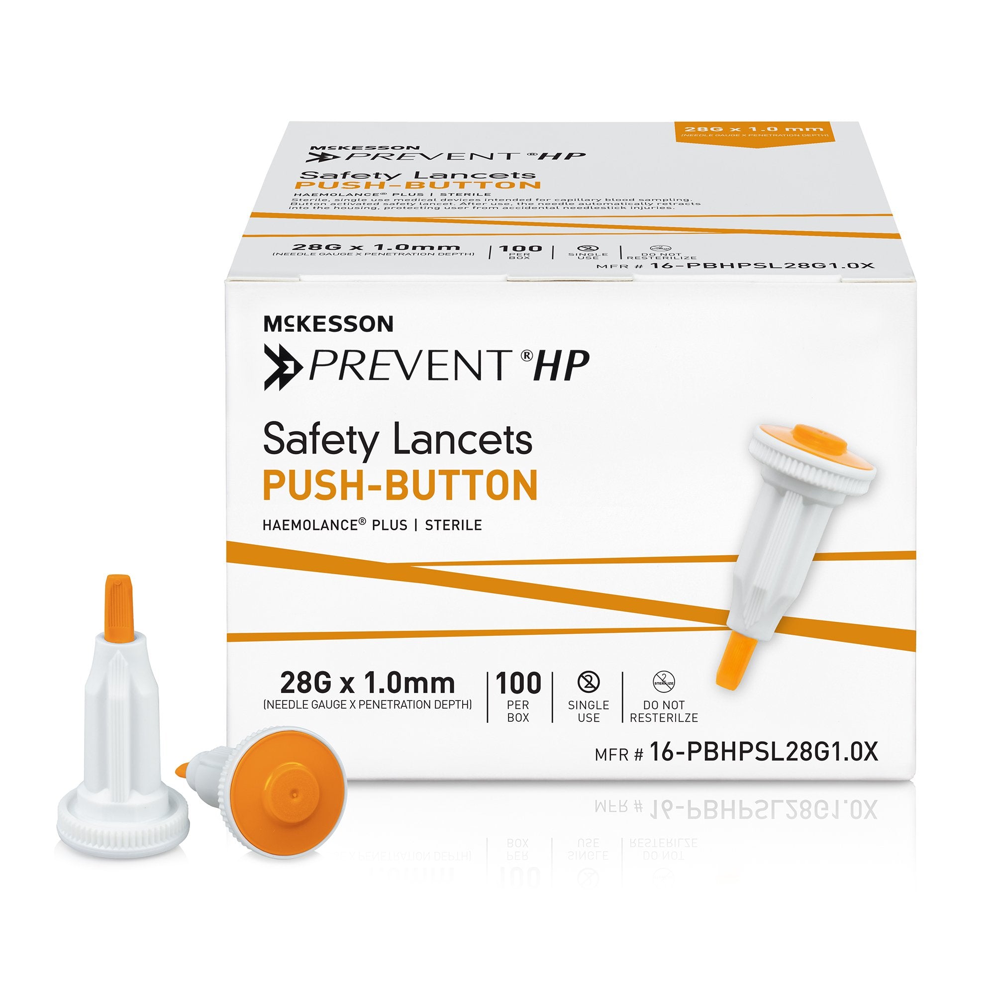 McKesson Prevent® HP Push Button Safety Lancet, 28 Gauge, 1.0 mm