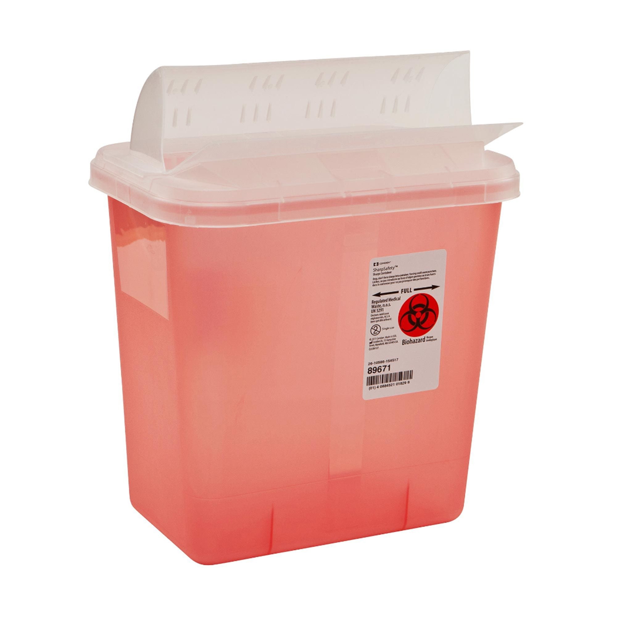 SharpSafety™ Multi-purpose Sharps Container, 2 Gallon, 12¾ x 7¼ x 10½ Inch