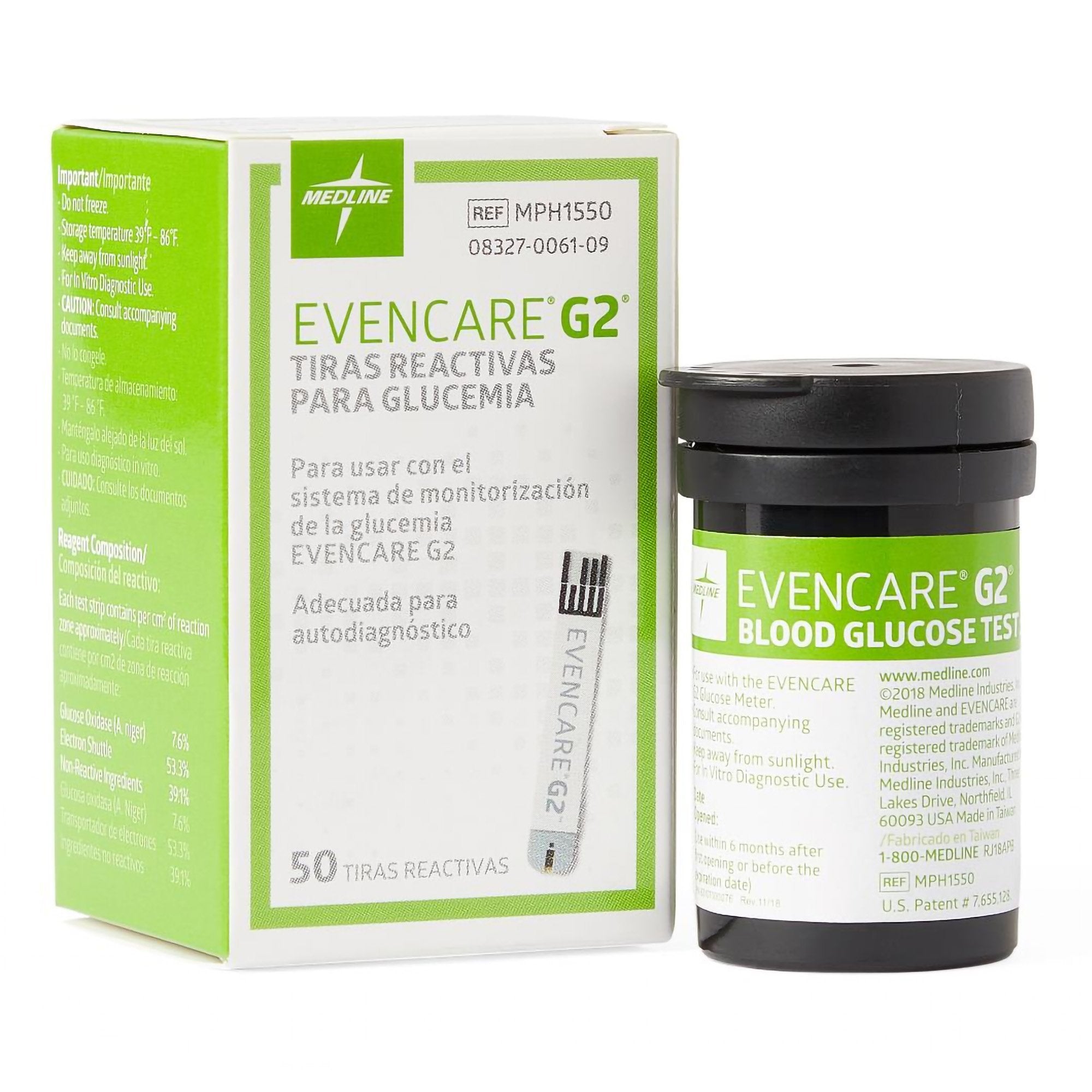 Blood Glucose Test Strips EvenCare® G2® 50 Strips per Pack