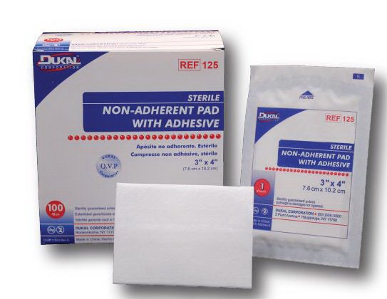 Non-Adherent Dressing with Adhesive Dukal™ 2 X 3 Inch Cotton Rectangle White Sterile