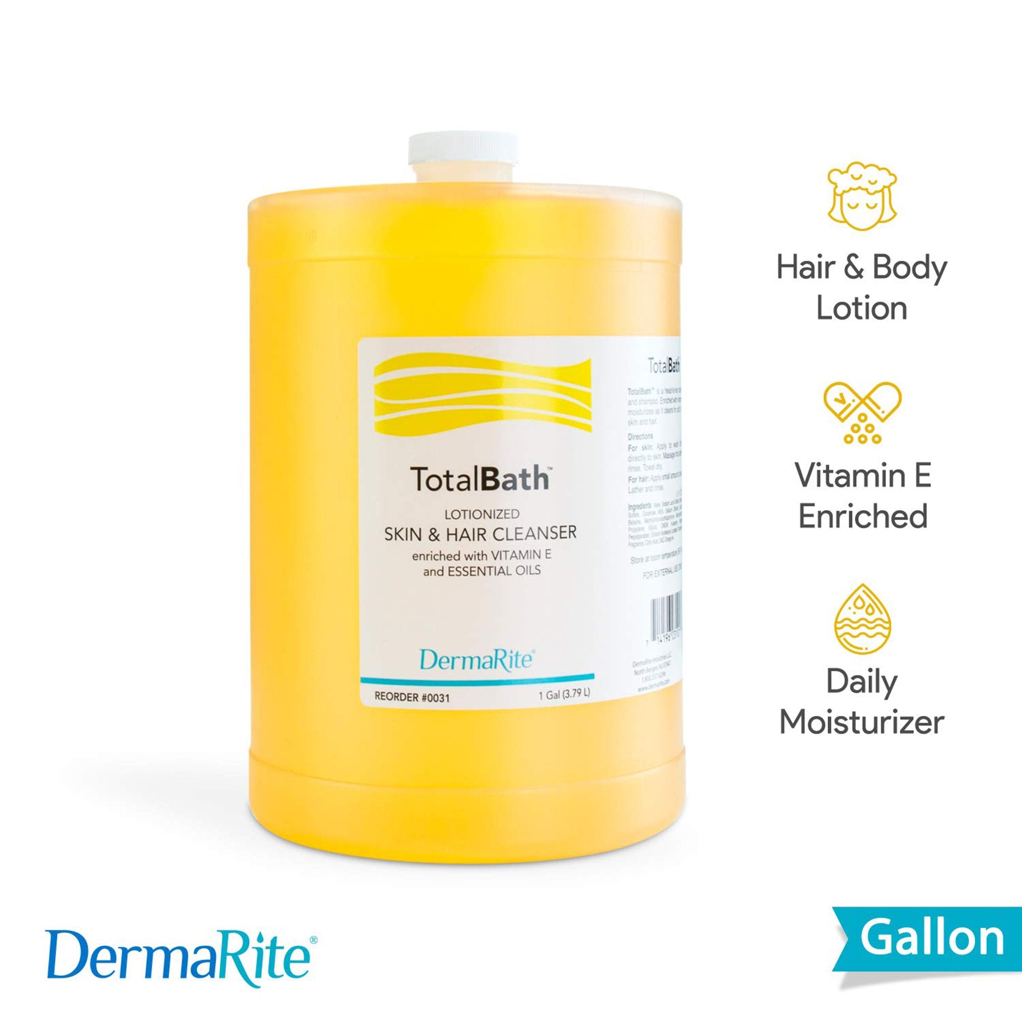 DermaRite TotalBath Skin and Hair Cleanser, 1 Gal Jug, Scented