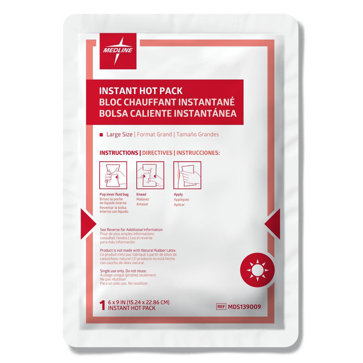 Instant Hot Pack Medline General Purpose Large Plastic / Sodium Acetate Disposable