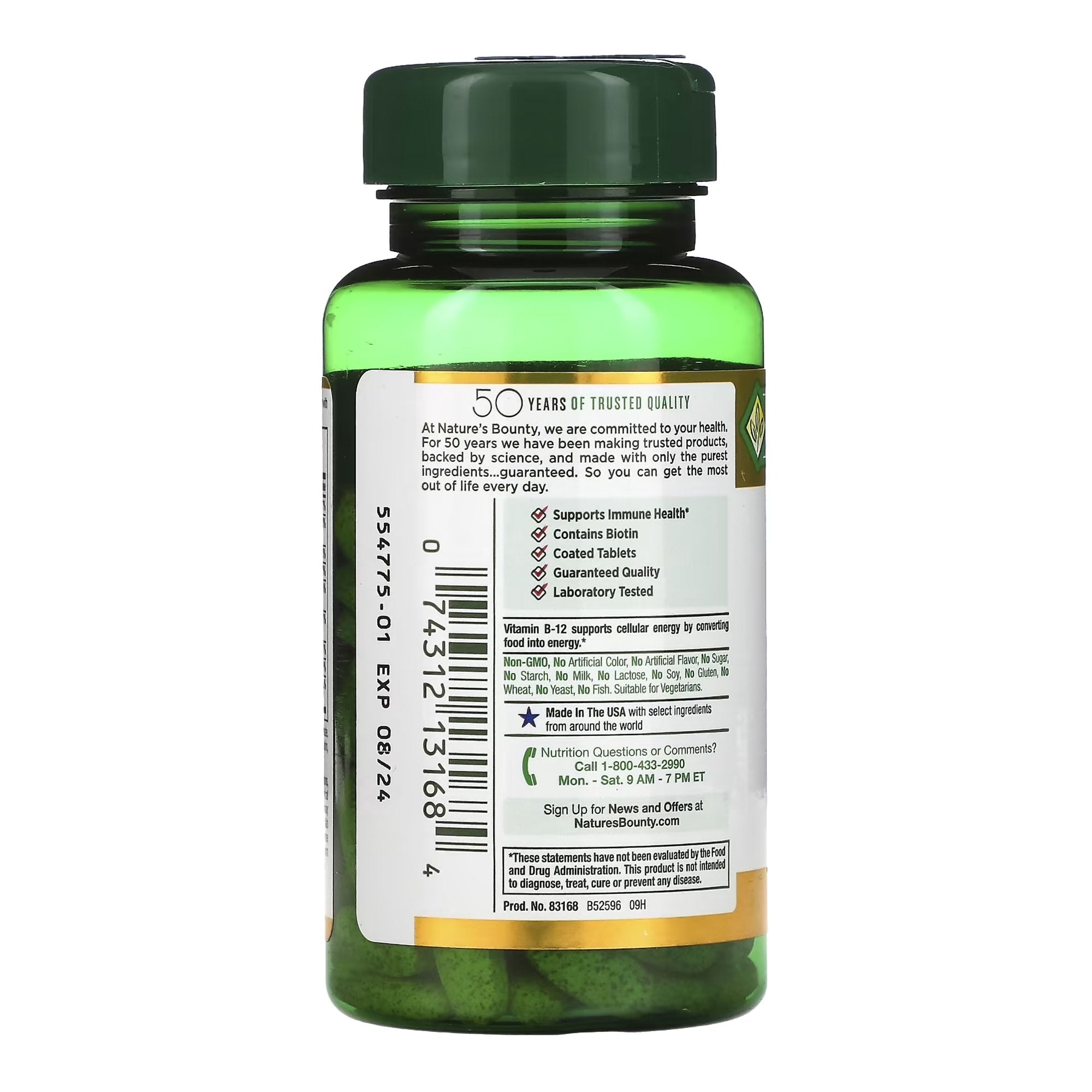 Multivitamin Supplement Nature's Bounty® Vitamin B / Folic acid / Ascorbic Acid 60 mg - 100 mcg - 400 mcg Strength Tablet 150 per Bottle