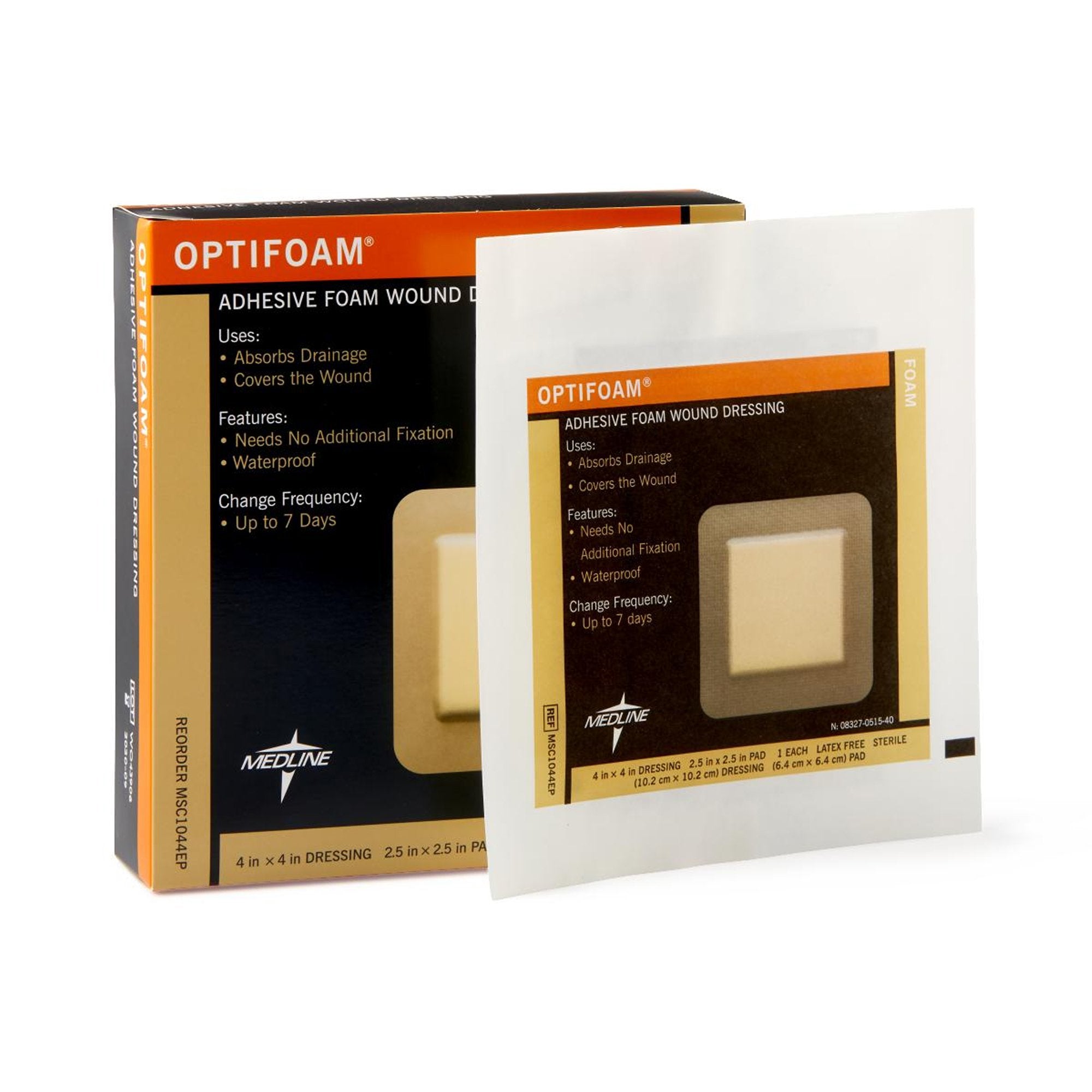 Optifoam® Adhesive with Border Foam Dressing, 4½ x 4½ Inch